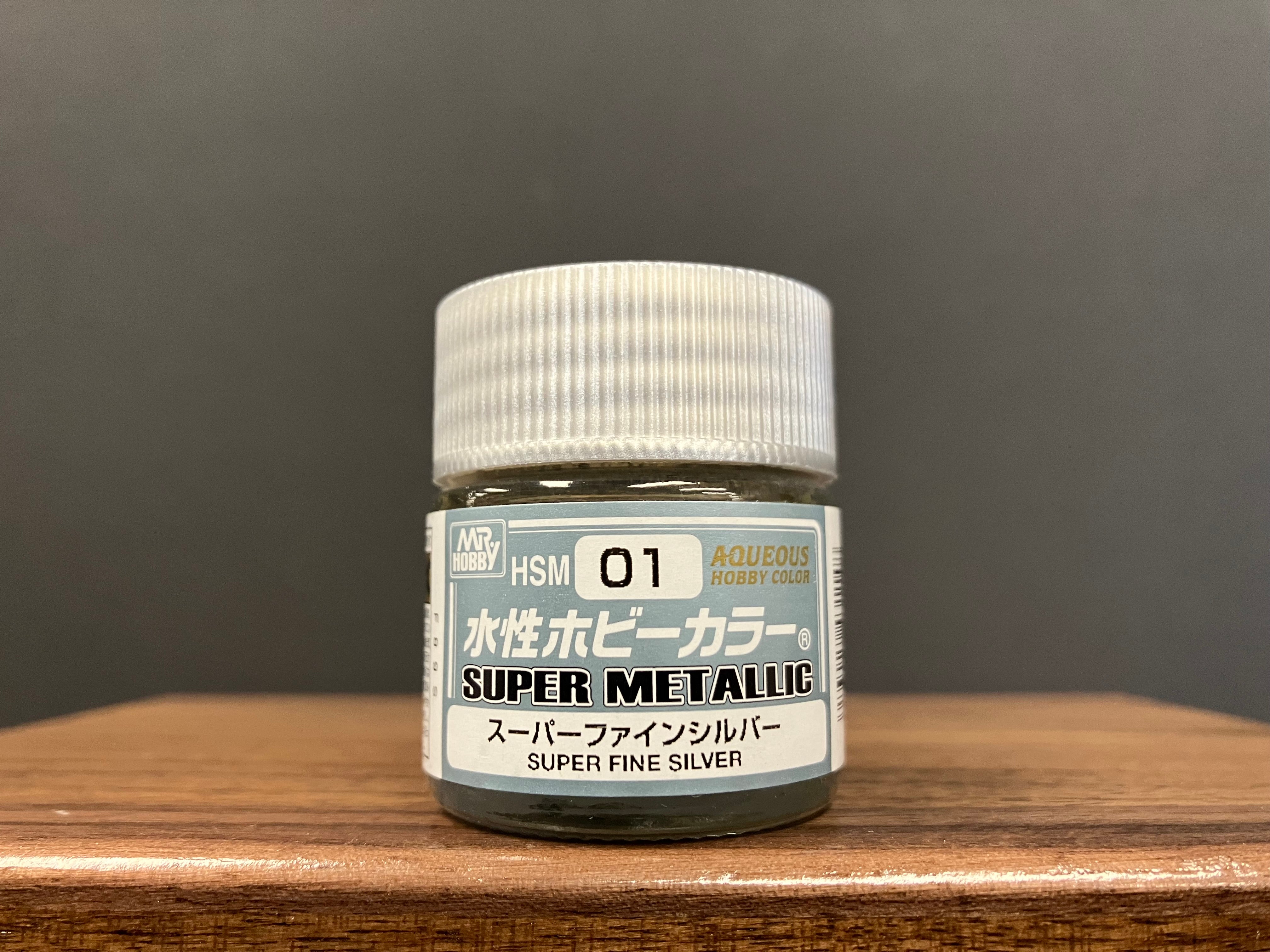 Aqueous Hobby Color: Super Metallic HSM 01 & HSM 02 水性超級金屬漆 ~ 超亮精細銀色 & 金色 (18 ml)