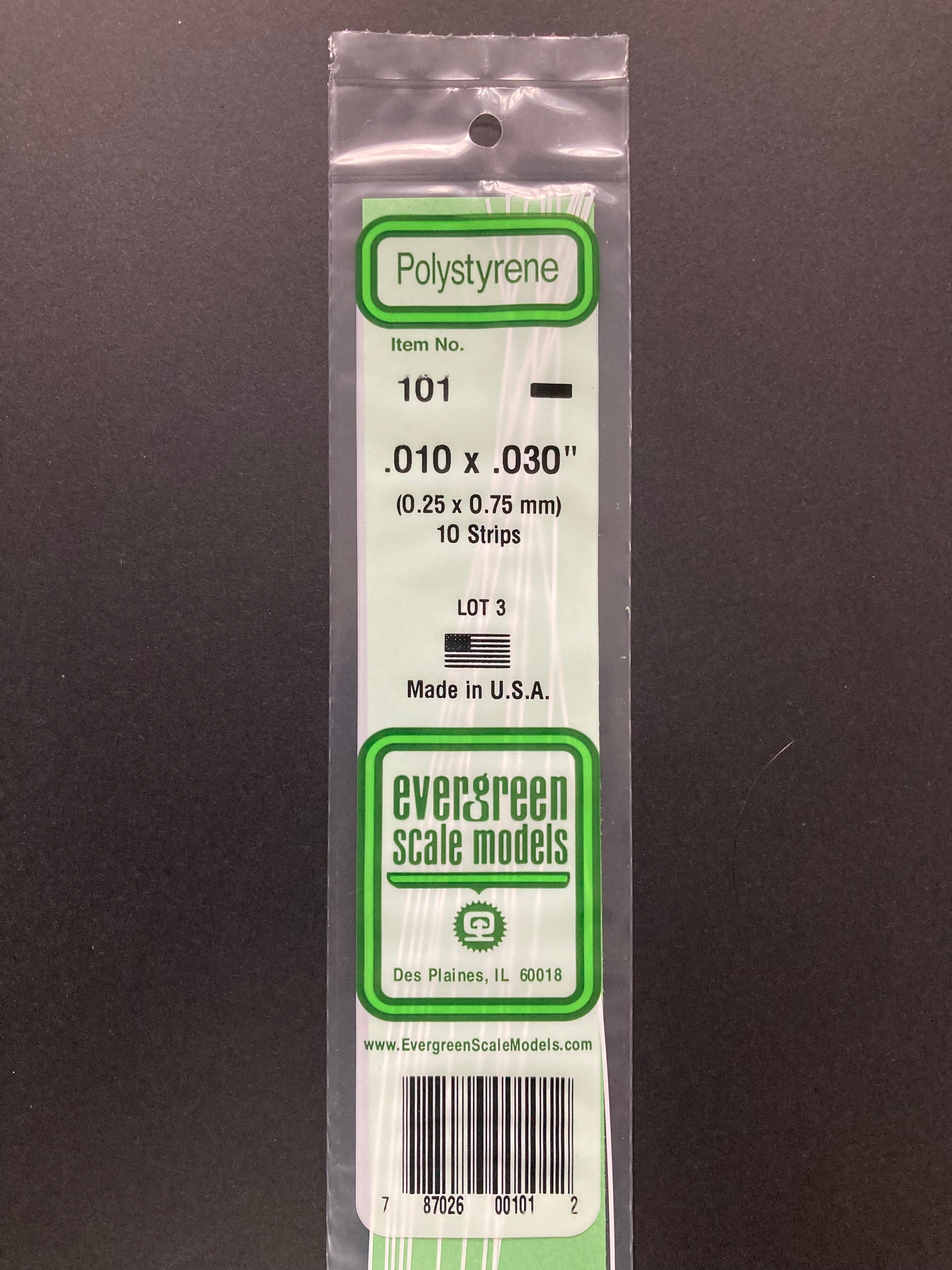 0.25 x 0.75 mm Opaque White Dimensional Polystyrene Strips (10 Strips) Item No: 101