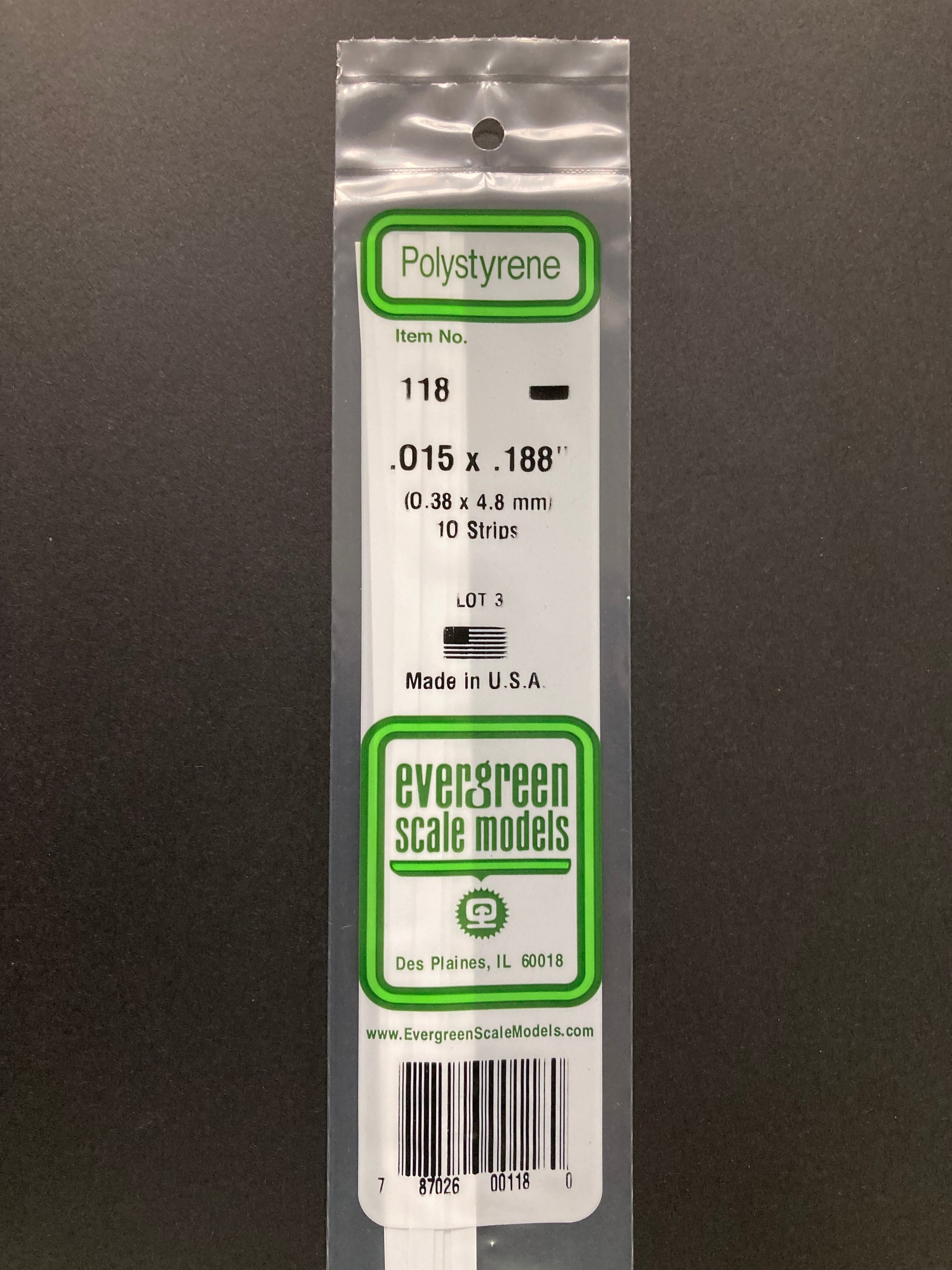 0.38 x 4.8 mm Opaque White Dimensional Polystyrene Strips (10 Strips) Item No: 118