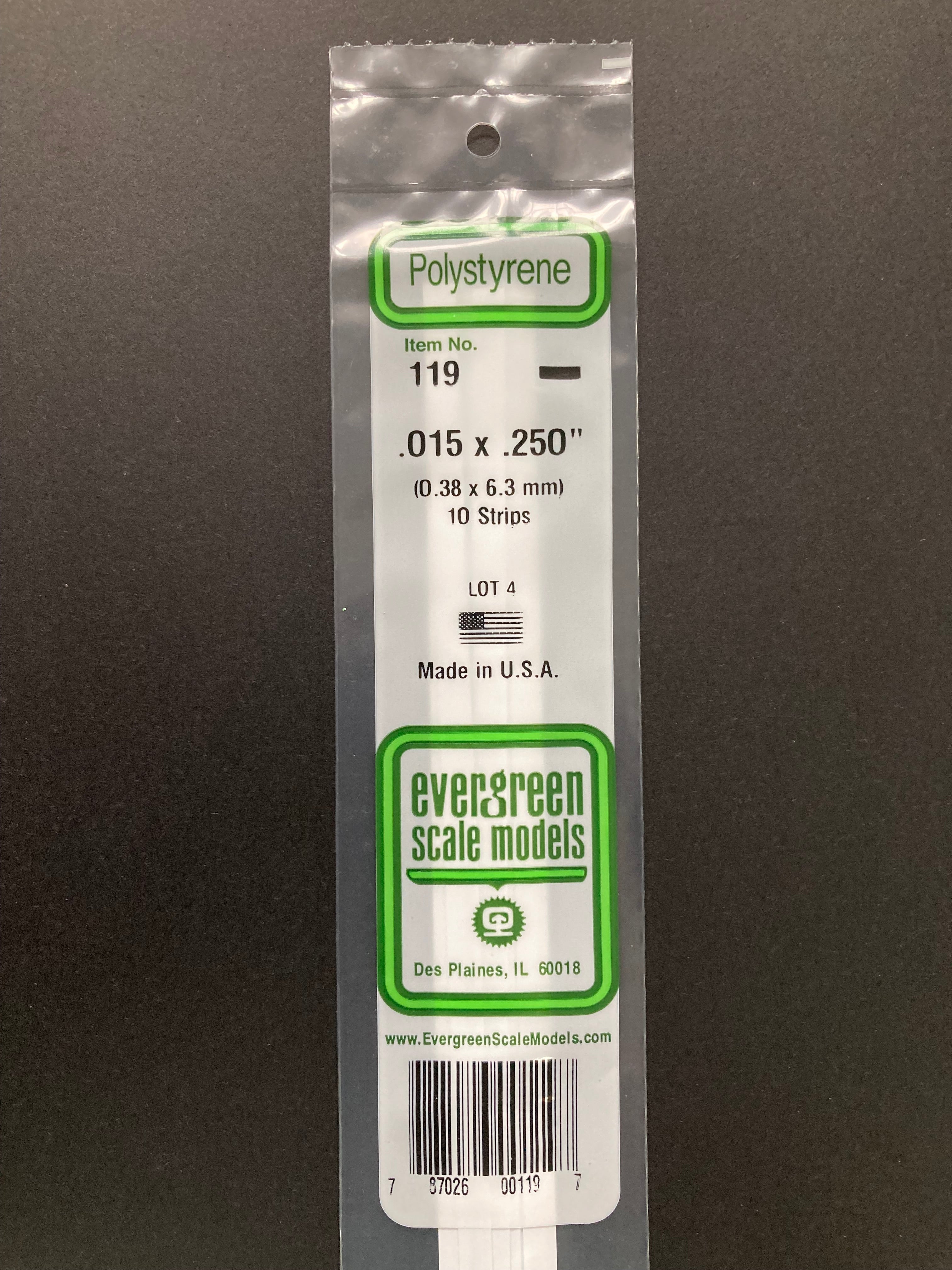 0.38 x 6.3 mm Opaque White Dimensional Polystyrene Strips (10 Strips) Item No: 119