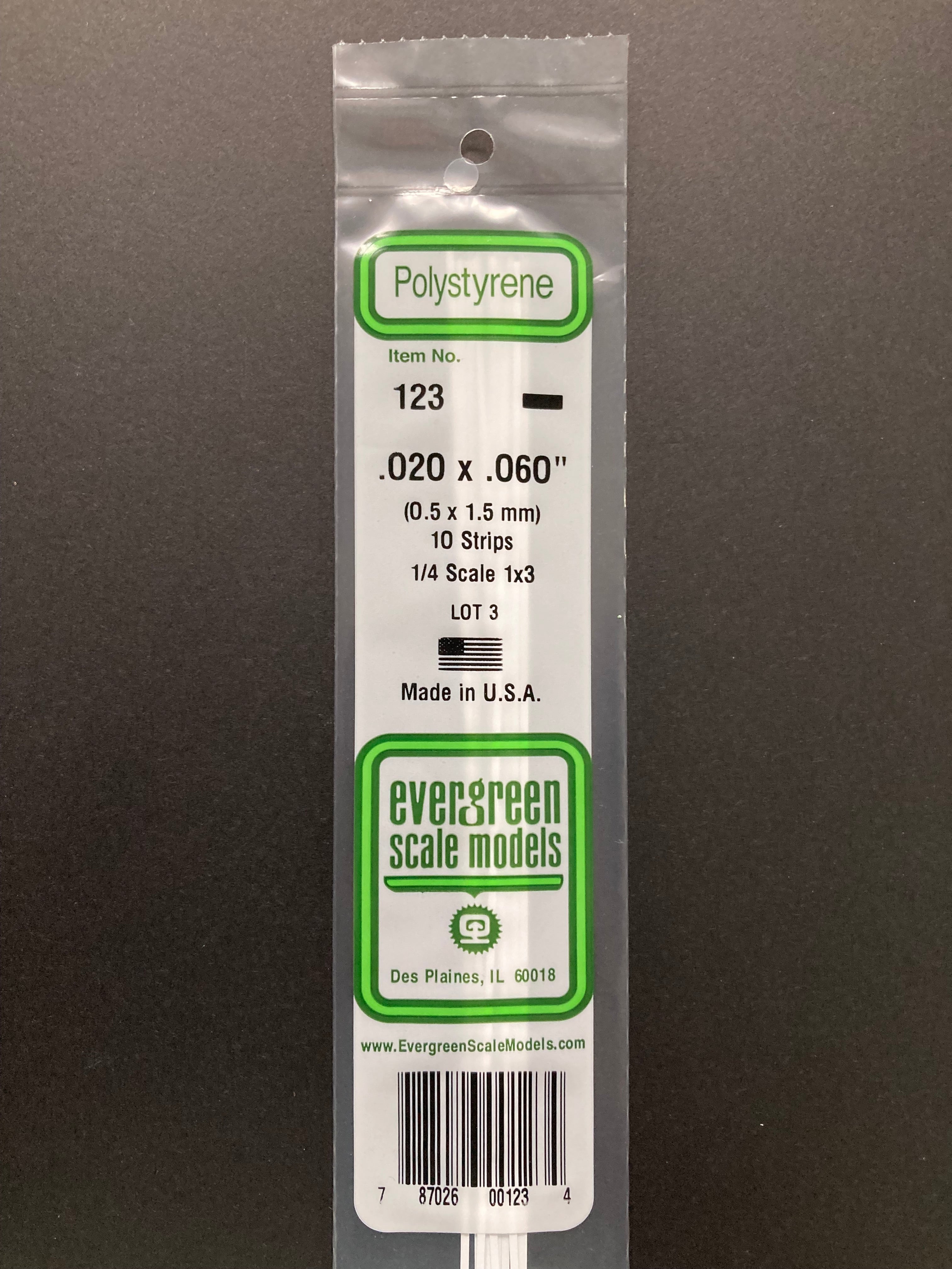 0.5 x 1.5 mm Opaque White Dimensional Polystyrene Strips (10 Strips) Item No: 123