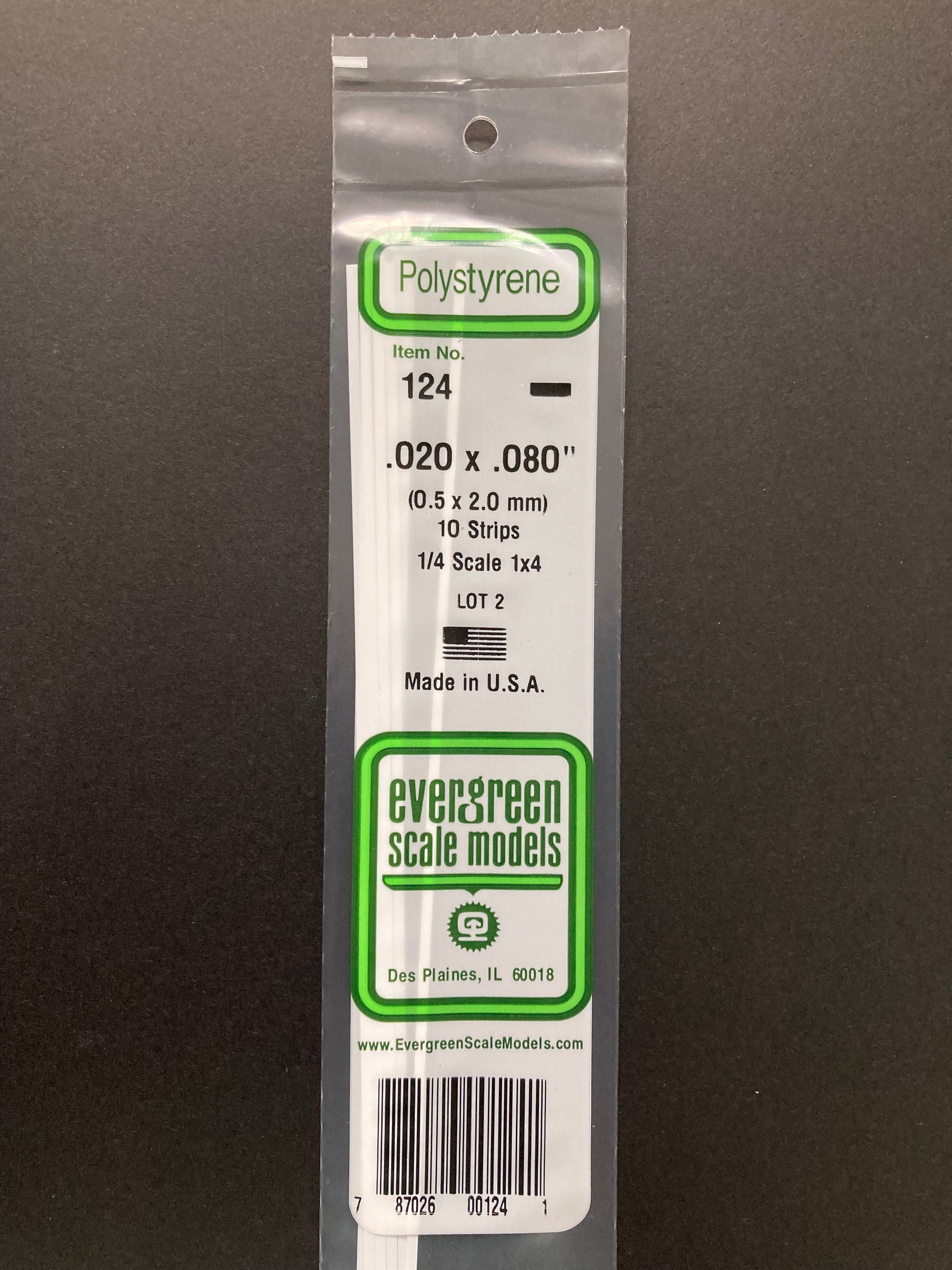 0.5 x 2.0 mm Opaque White Dimensional Polystyrene Strips (10 Strips) Item No: 124