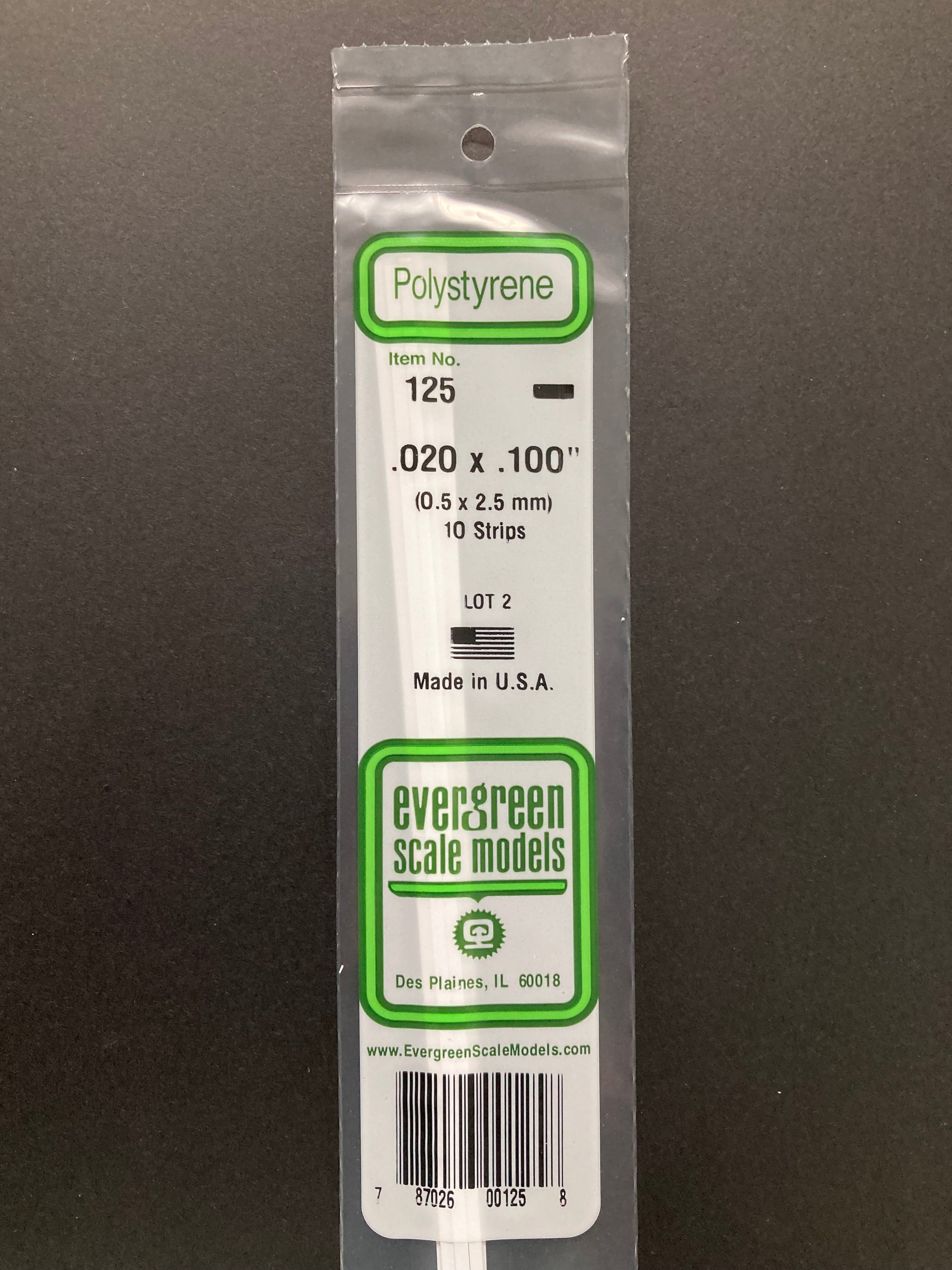 0.5 x 2.5 mm Opaque White Dimensional Polystyrene Strips (10 Strips) Item No: 125