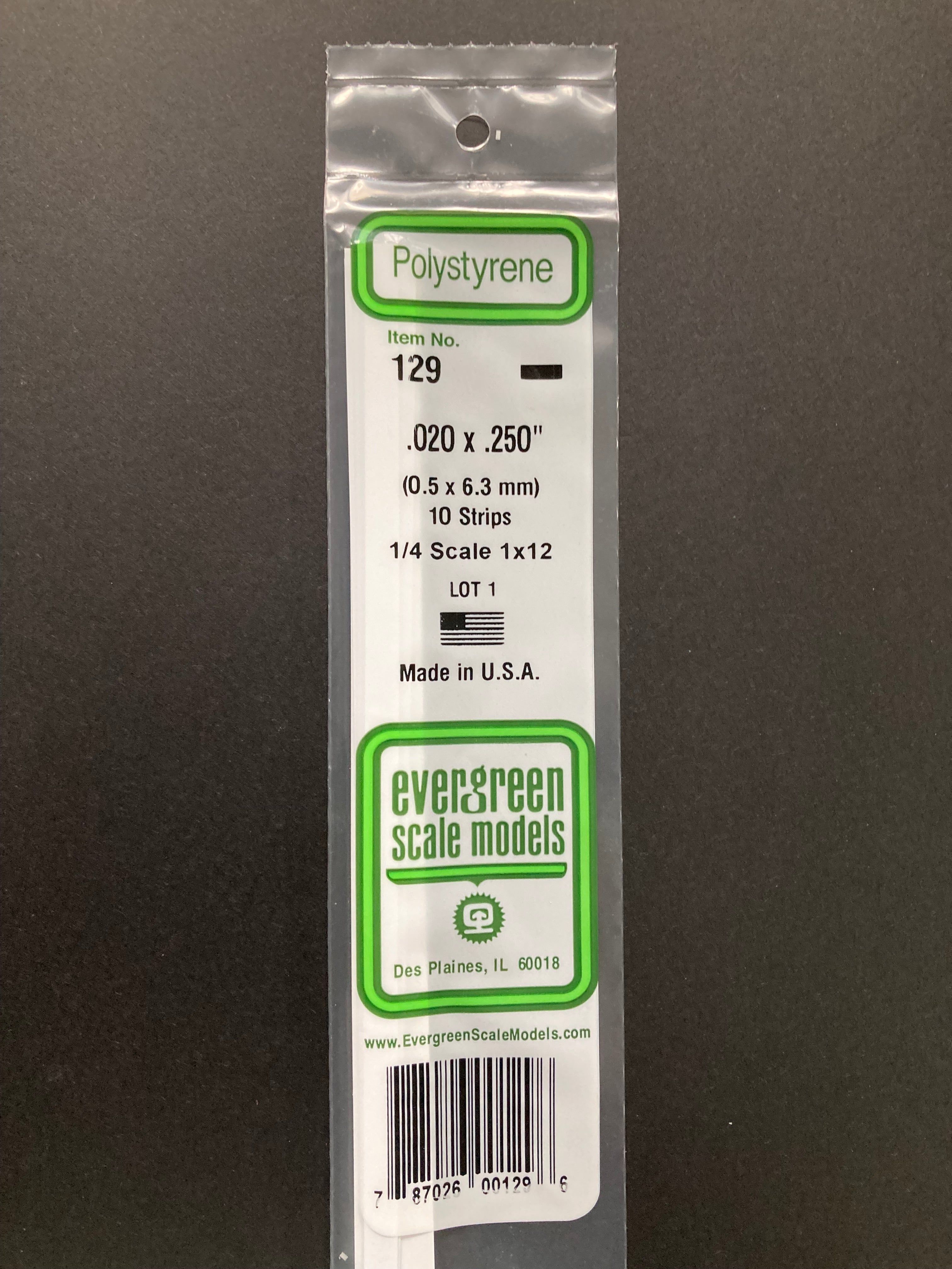 0.5 x 6.3 mm Opaque White Dimensional Polystyrene Strips (10 Strips) Item No: 129