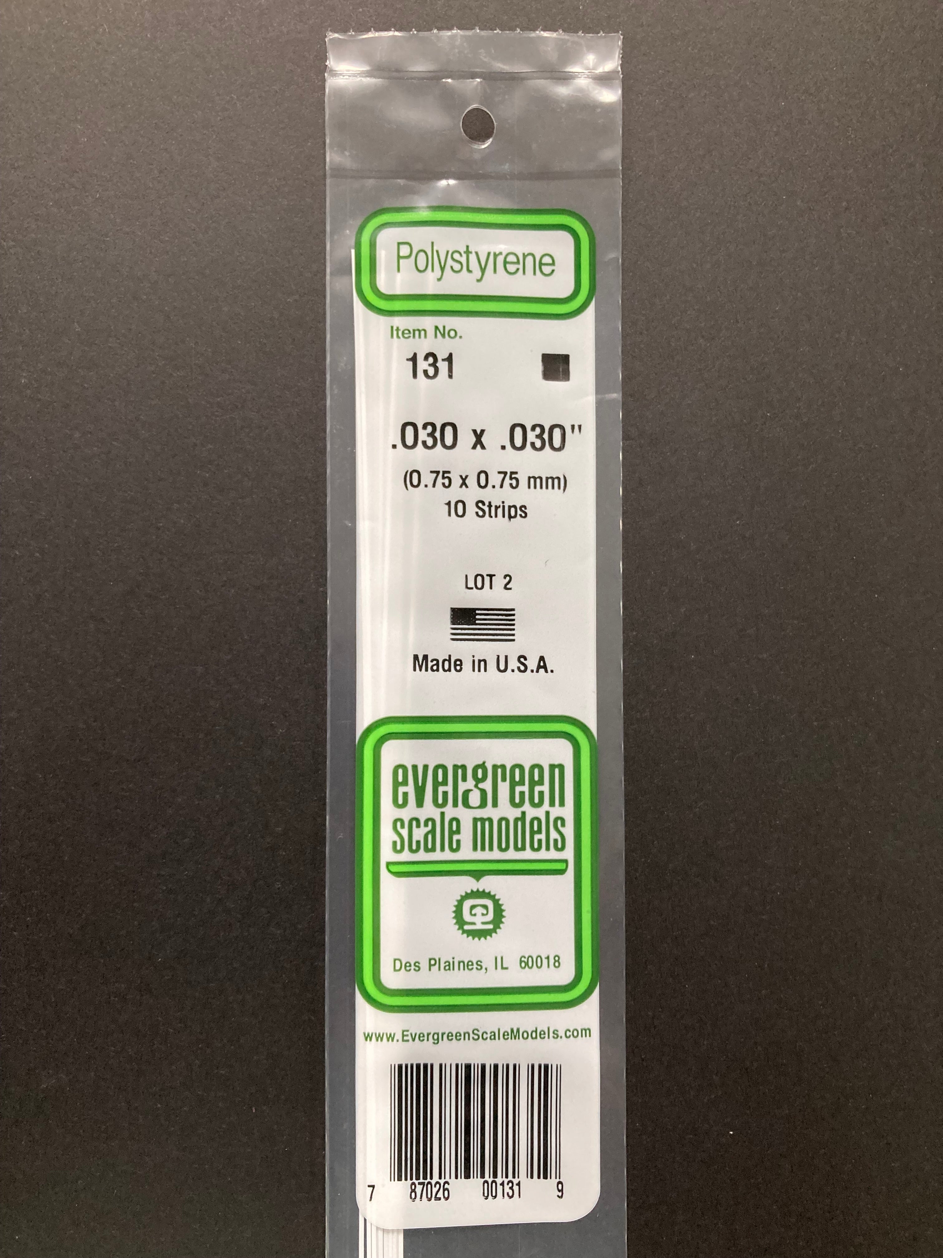 0.75 x 0.75 mm Opaque White Dimensional Polystyrene Strips (10 Strips) Item No: 131