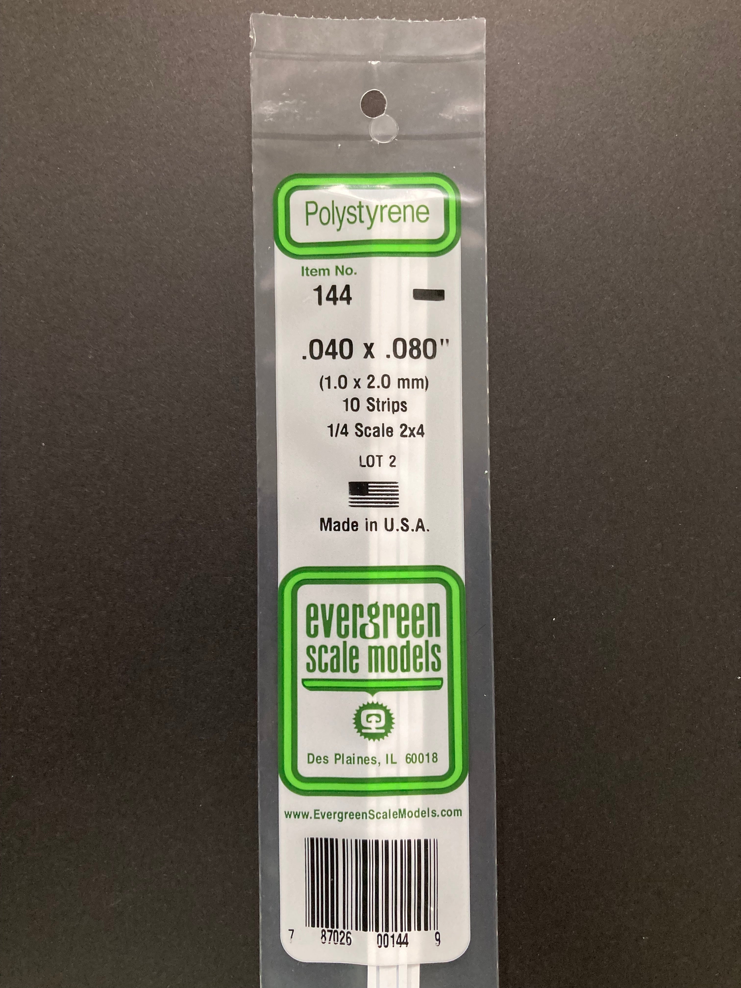 1.0 x 2.0 mm Opaque White Dimensional Polystyrene Strips (10 Strips) Item No: 144