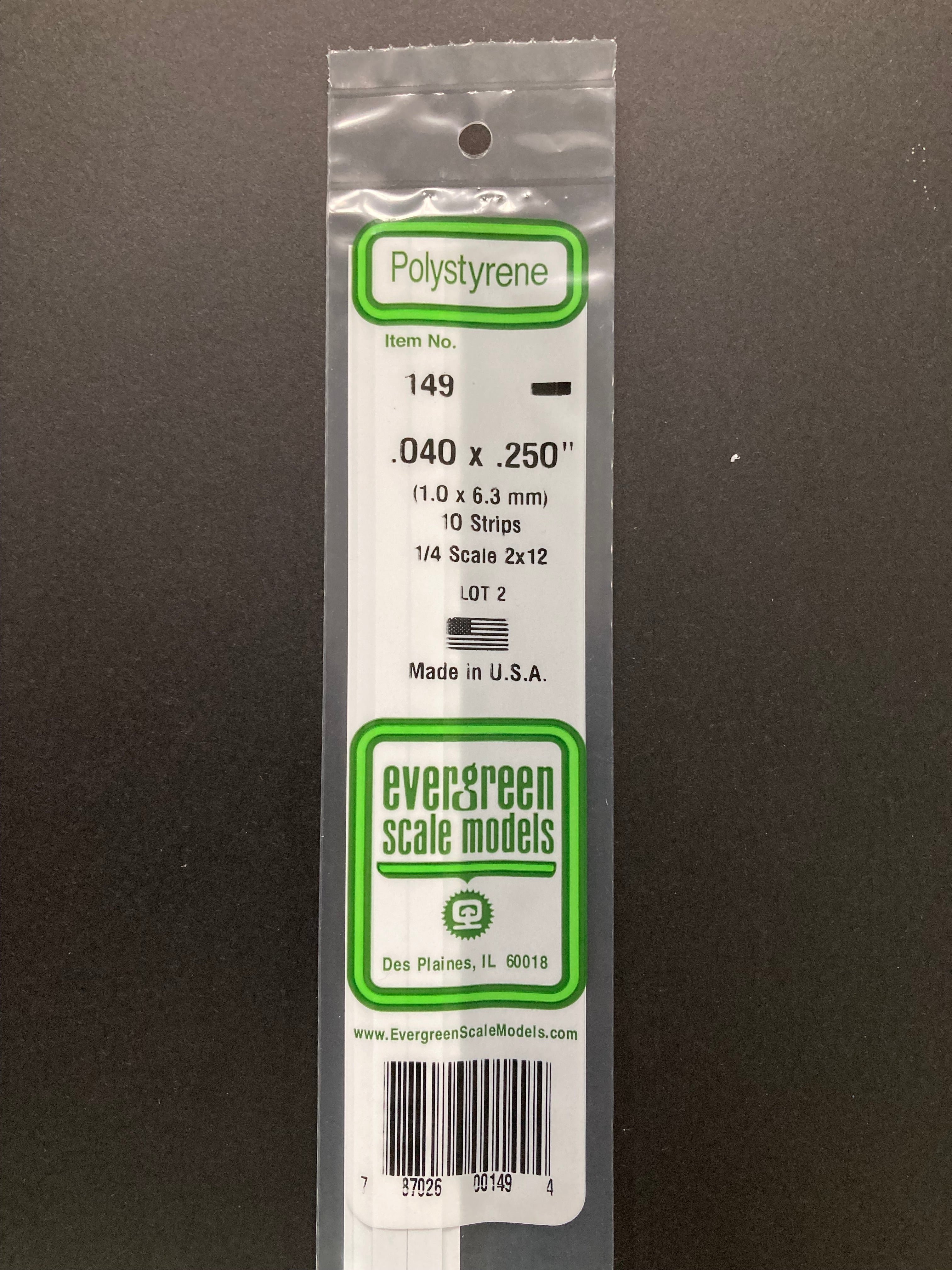 1.0 x 6.3 mm Opaque White Dimensional Polystyrene Strips (10 Strips) Item No: 149