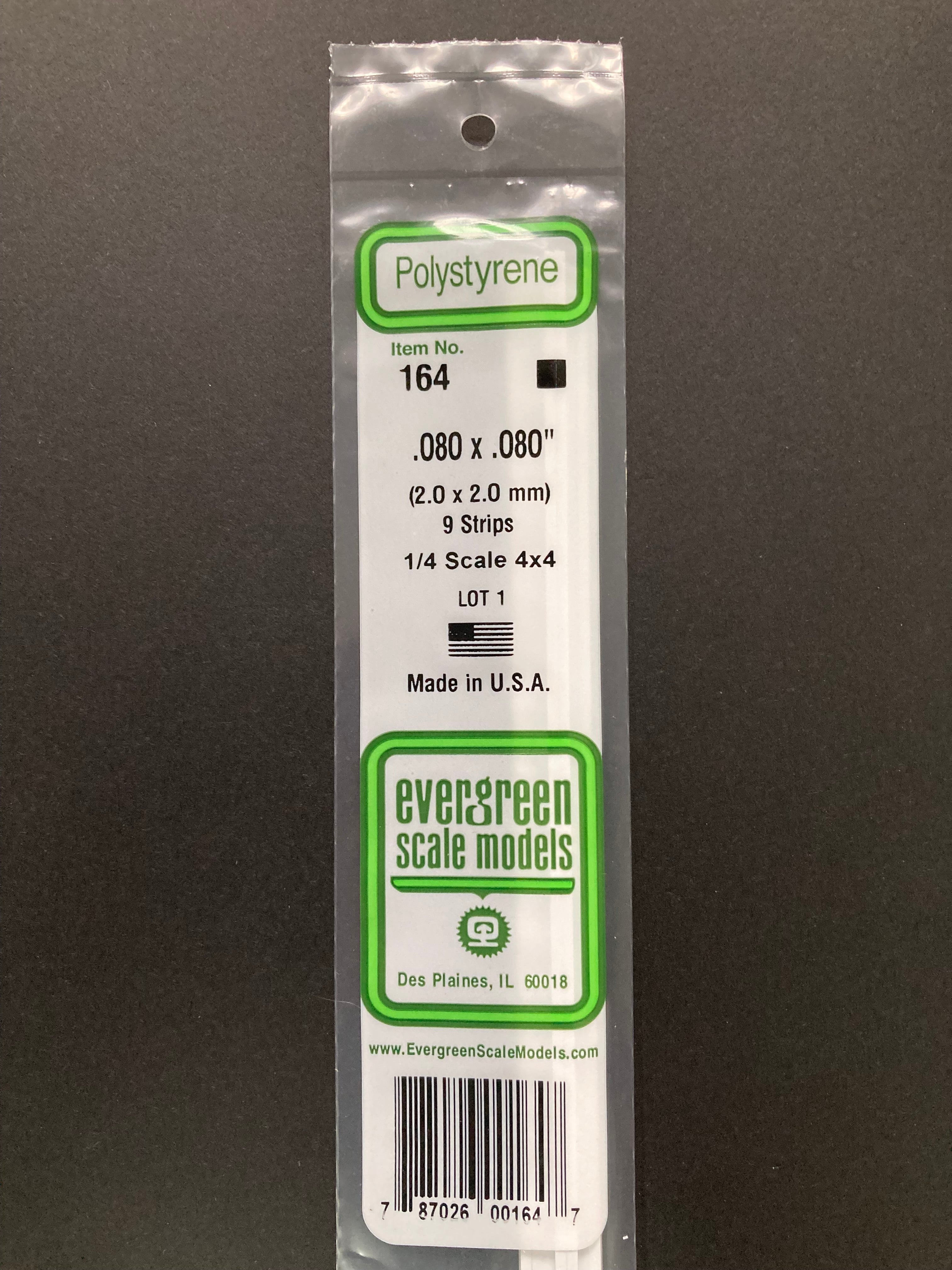 2.0 x 2.0 mm Opaque White Dimensional Polystyrene Strips (9 Strips) Item No: 164