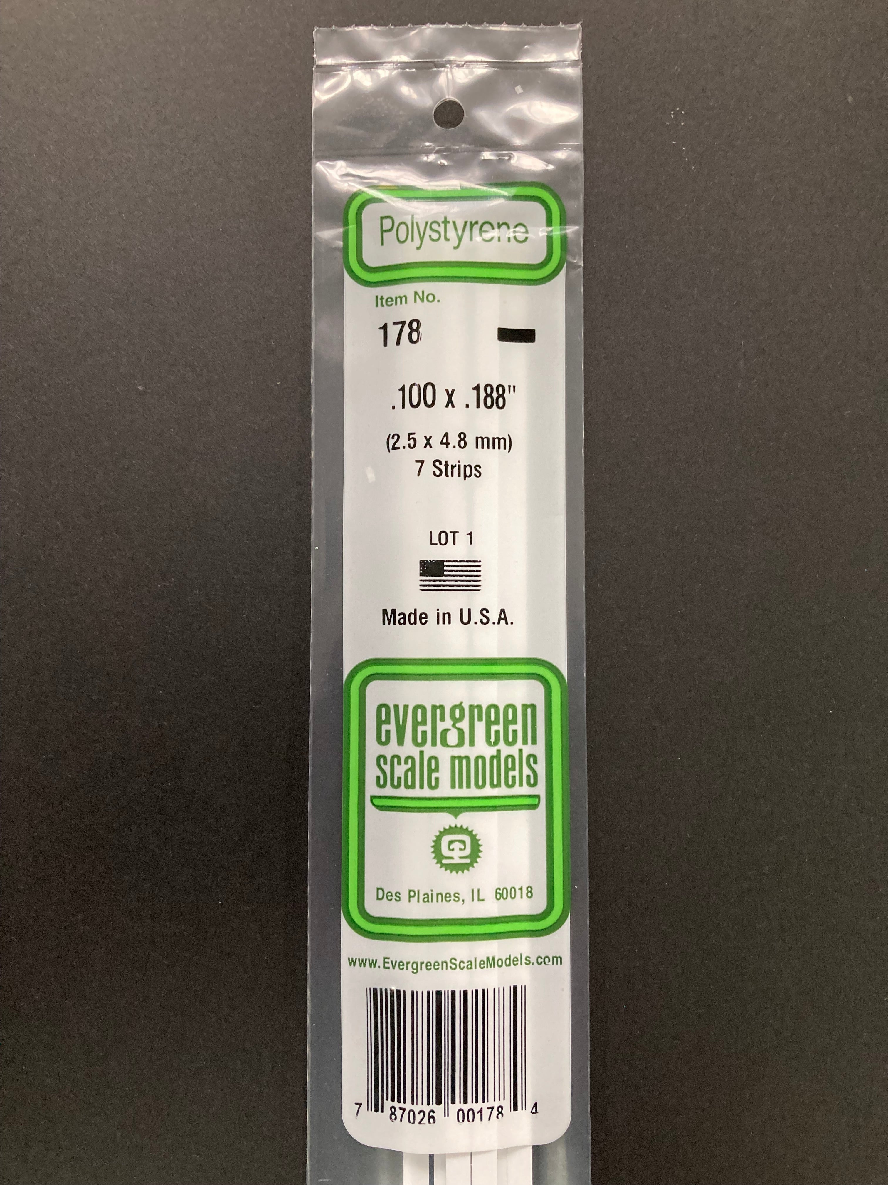 2.5 x 4.8 mm Opaque White Dimensional Polystyrene Strips (7 Strips) Item No: 178