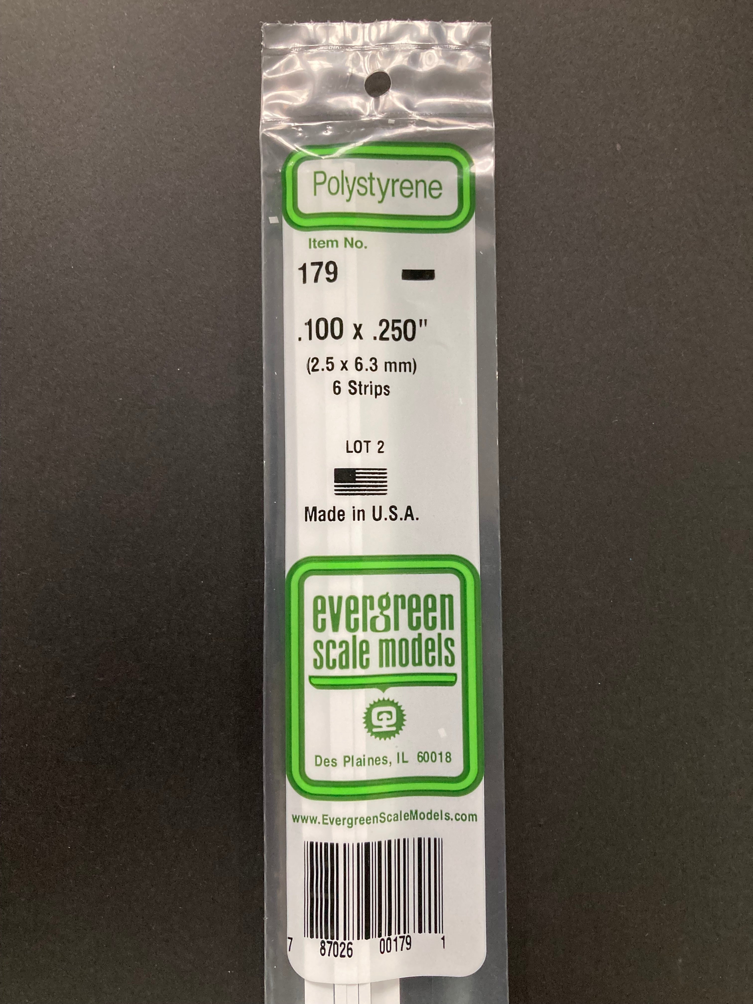 2.5 x 6.3 mm Opaque White Dimensional Polystyrene Strips (6 Strips) Item No: 179