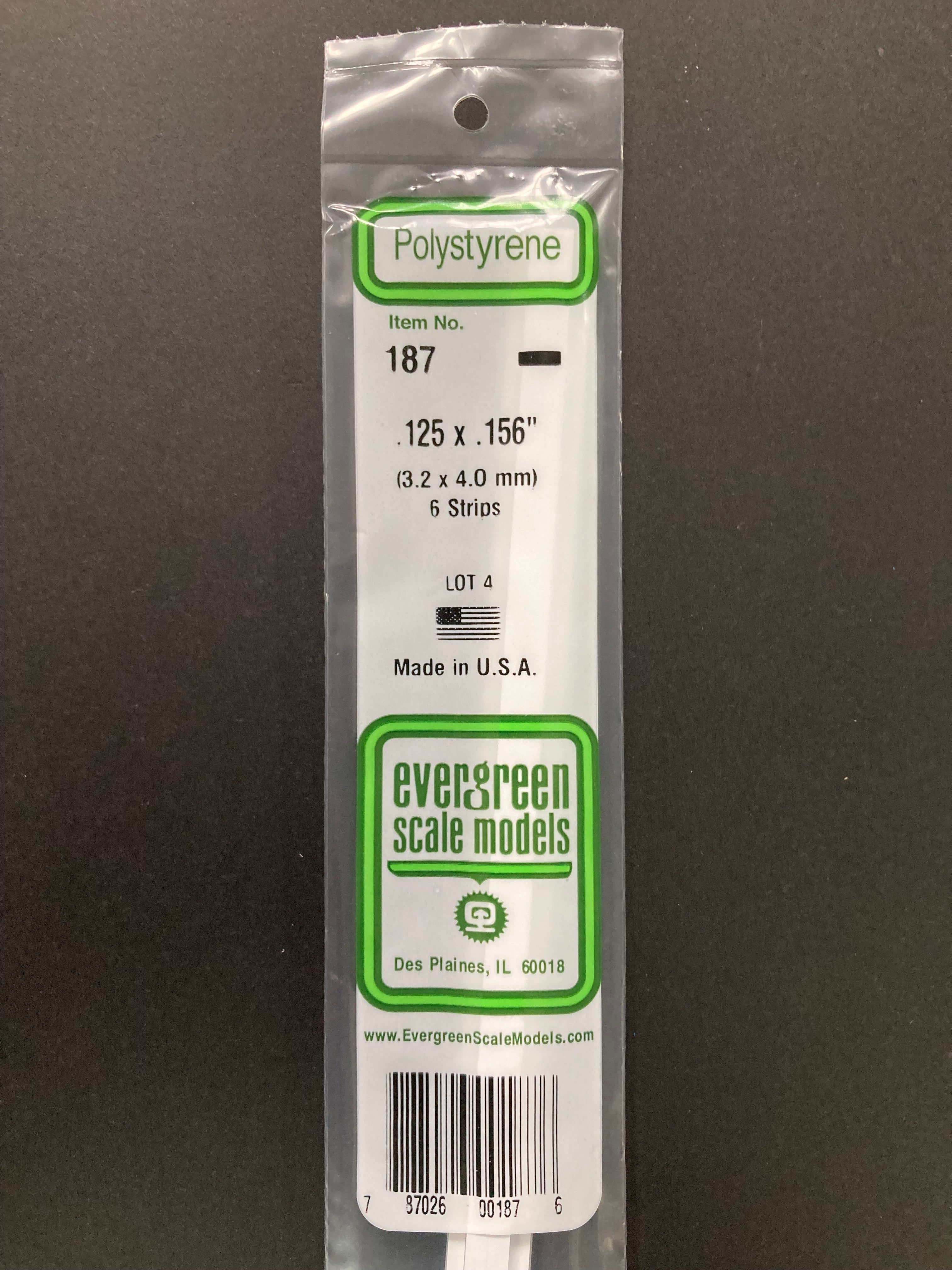 3.2 x 4.0 mm Opaque White Dimensional Polystyrene Strips (6 Strips) Item No: 187