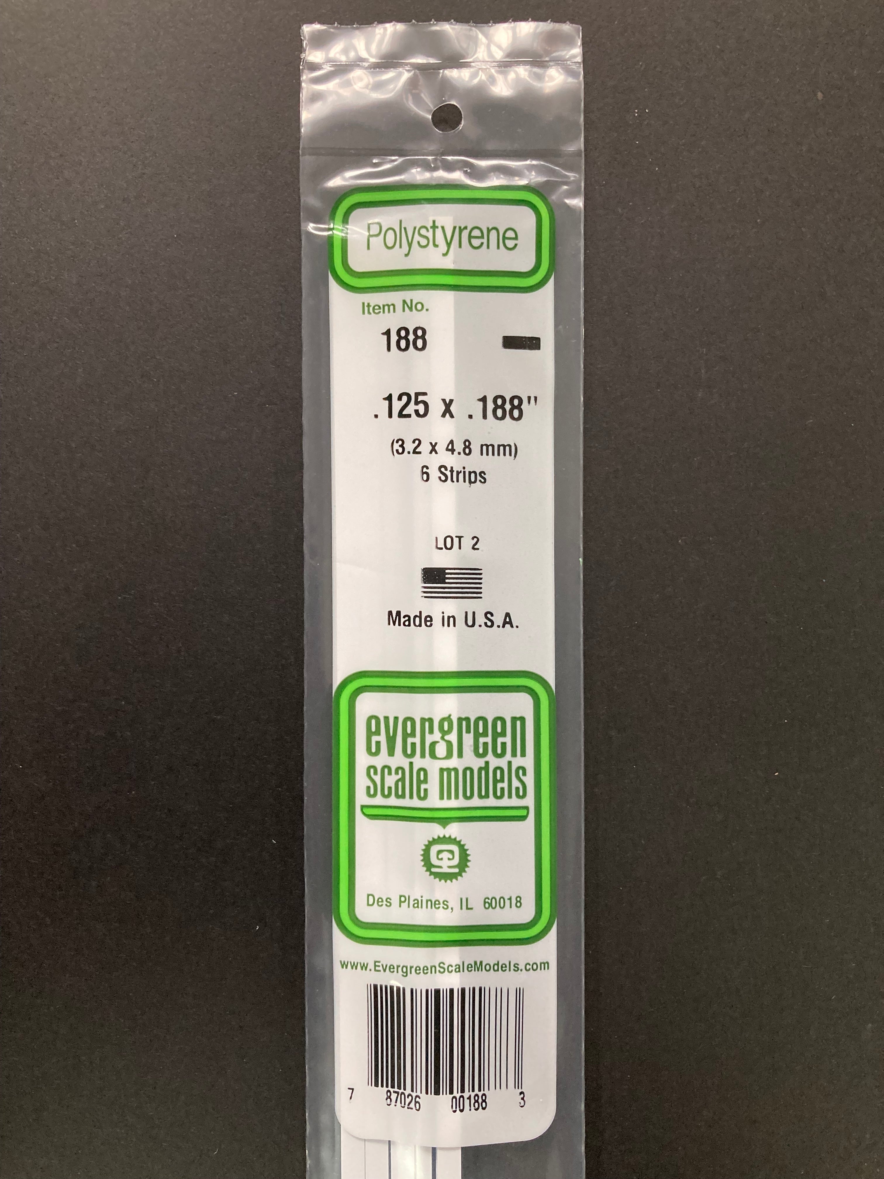 3.2 x 4.8 mm Opaque White Dimensional Polystyrene Strips (6 Strips) Item No: 188