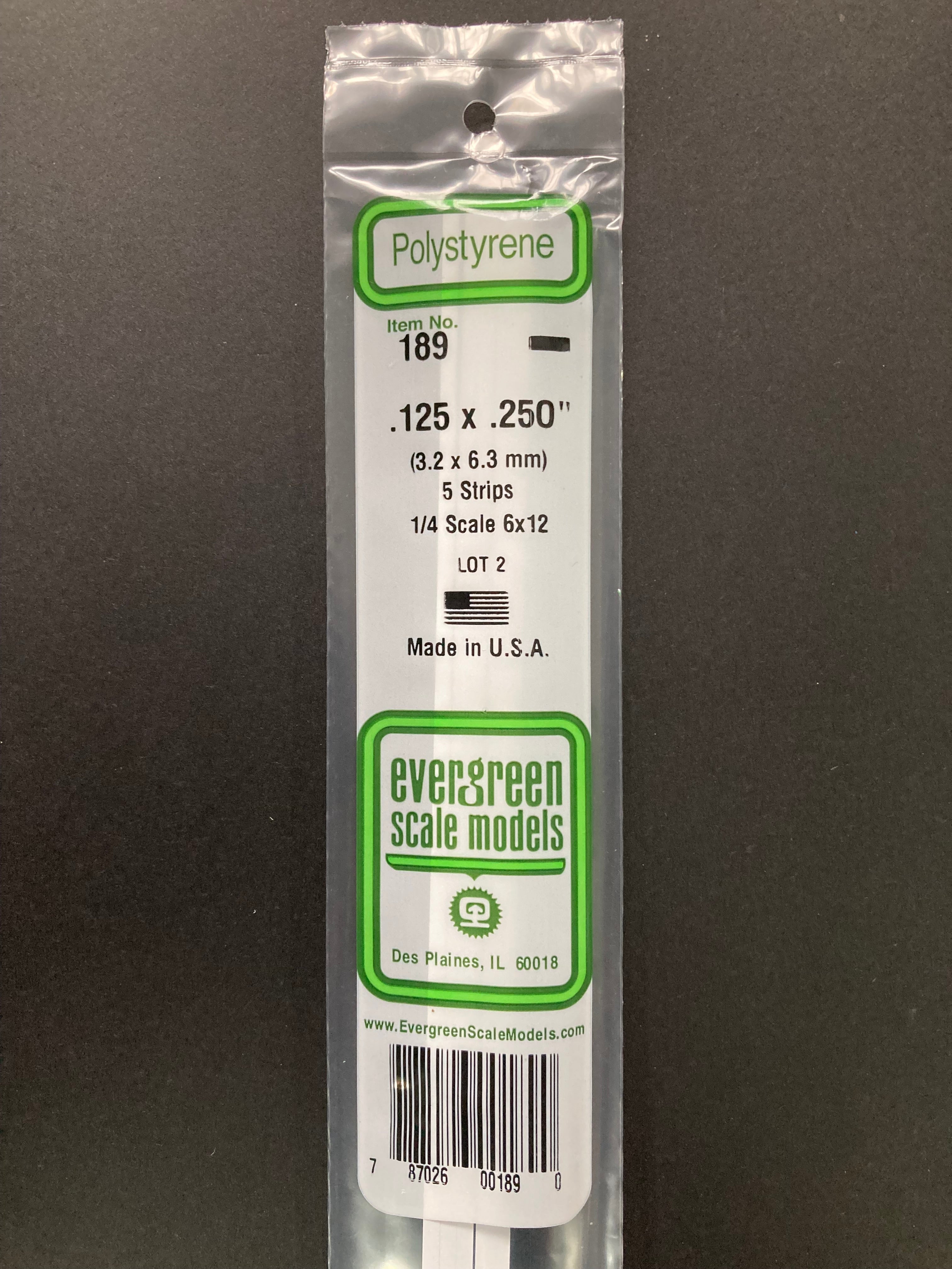3.2 x 6.3 mm Opaque White Dimensional Polystyrene Strips (5 Strips) Item No: 189