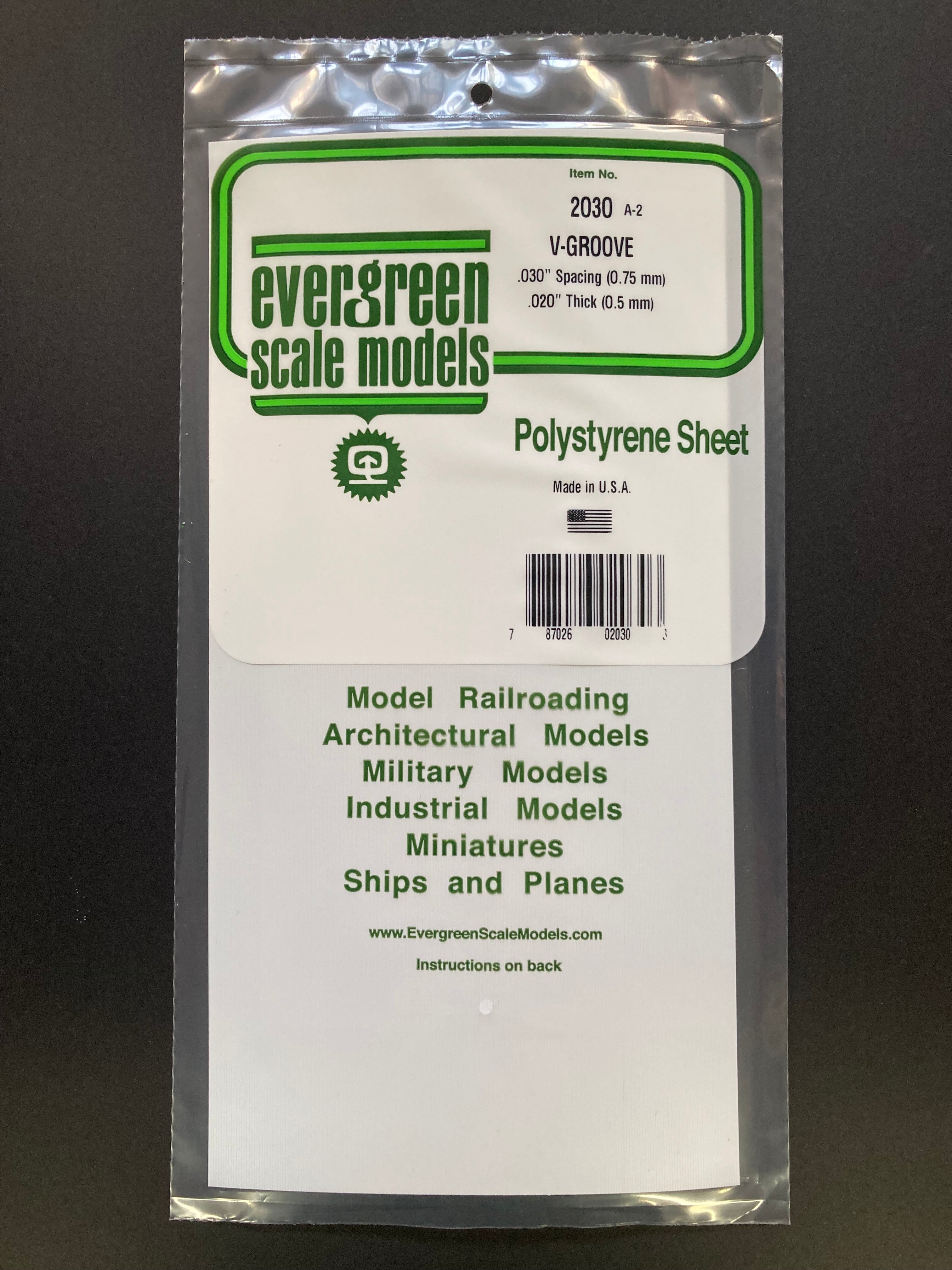 0.75 mm Spacing Opaque White Polystyrene V Groove Siding Sheet (1 Piece) Item No: 2030