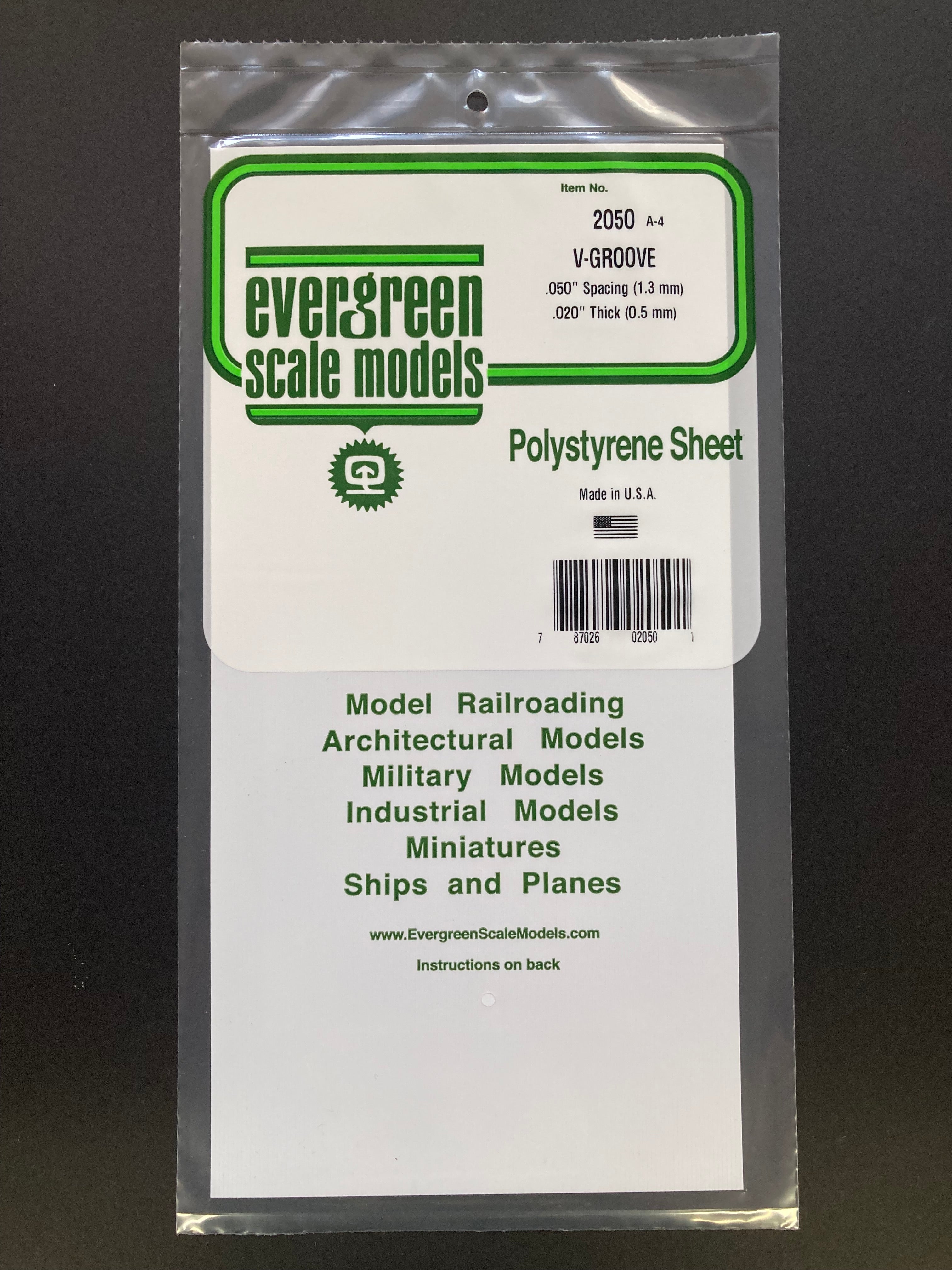 1.3 mm Spacing Opaque White Polystyrene V Groove Siding Sheet (1 Piece) Item No: 2050