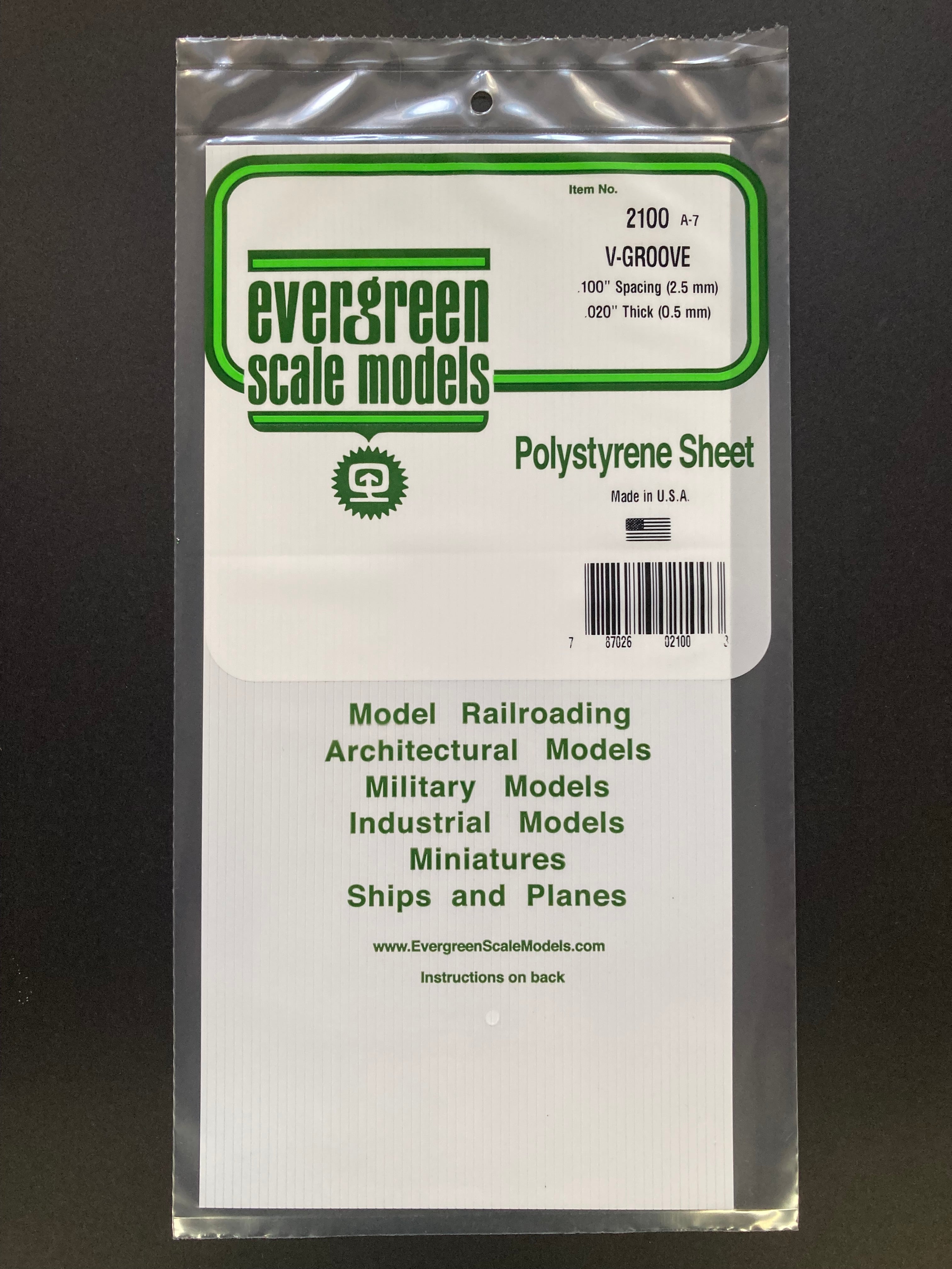 2.5 mm Spacing Opaque White Polystyrene V Groove Siding Sheet (1 Piece) Item No: 2100