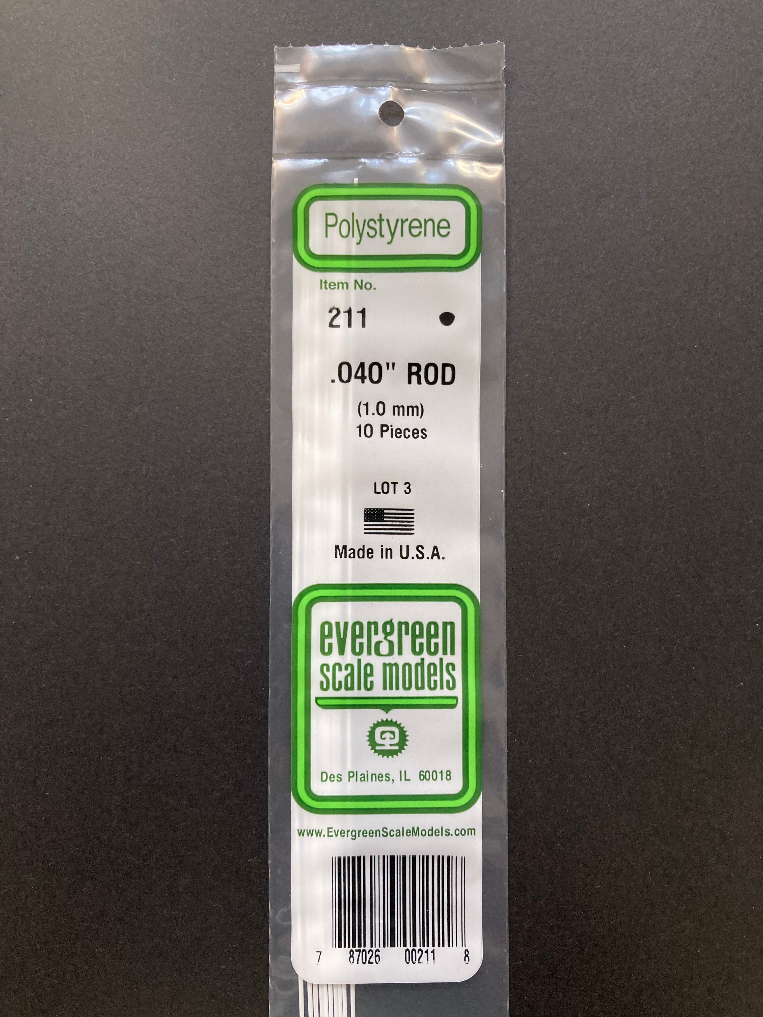 1.0 mm O.D. Opaque White Polystyrene Rods (10 Pieces) Item No: 211