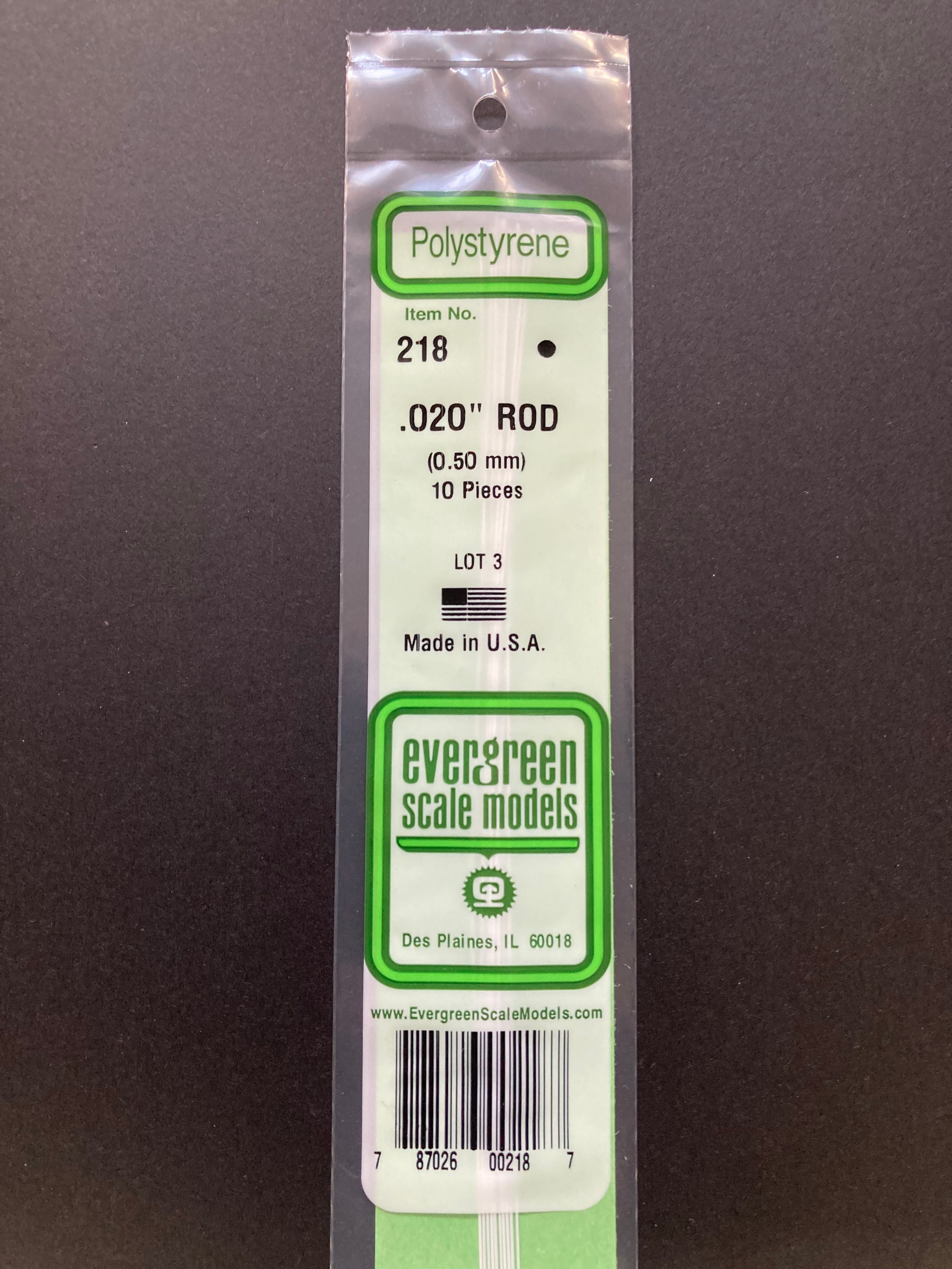 0.50 mm O.D. Opaque White Polystyrene Rods (10 Pieces) Item No: 218