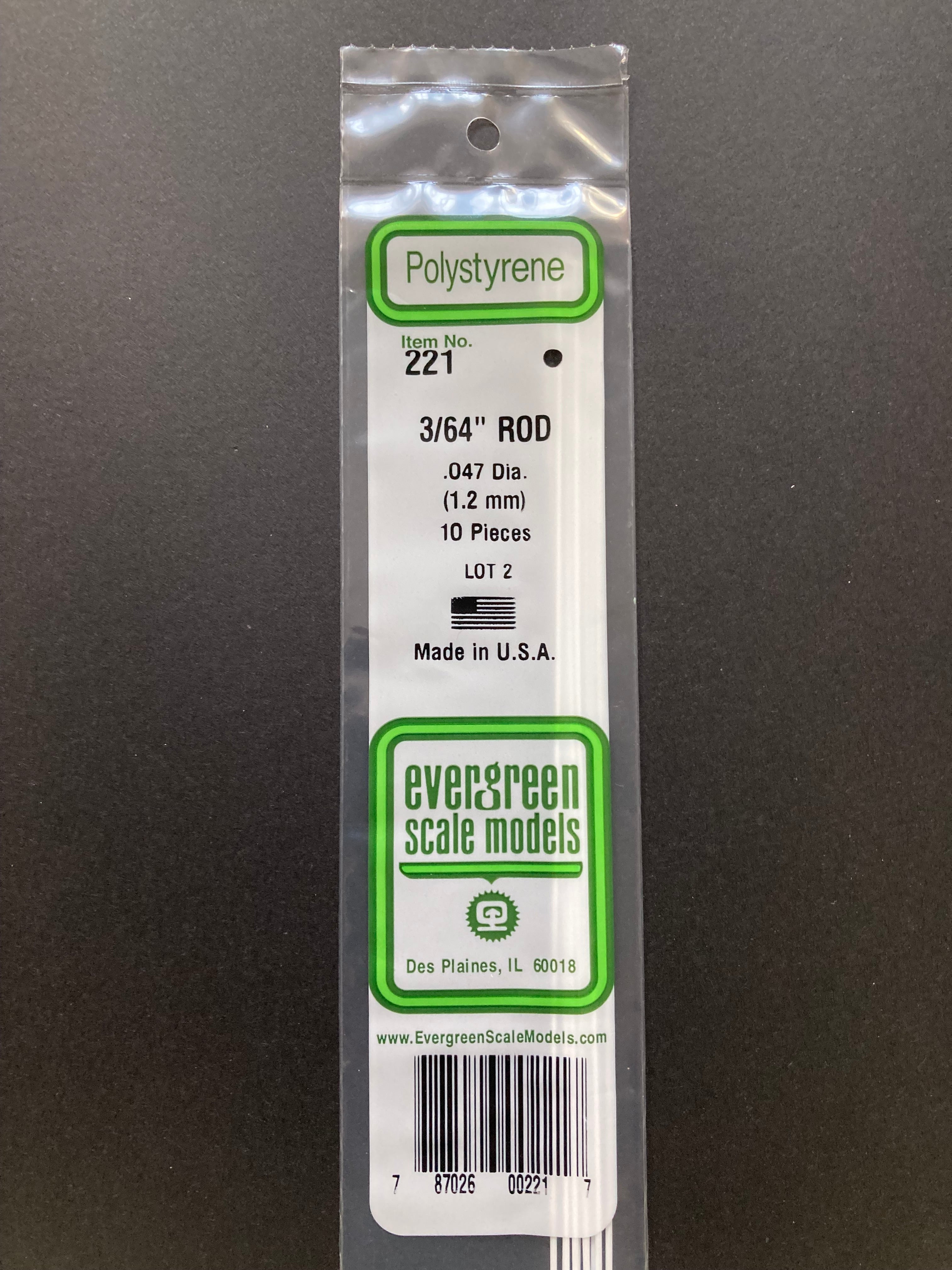 1.2 mm O.D. Opaque White Polystyrene Rods (10 Pieces) Item No: 221