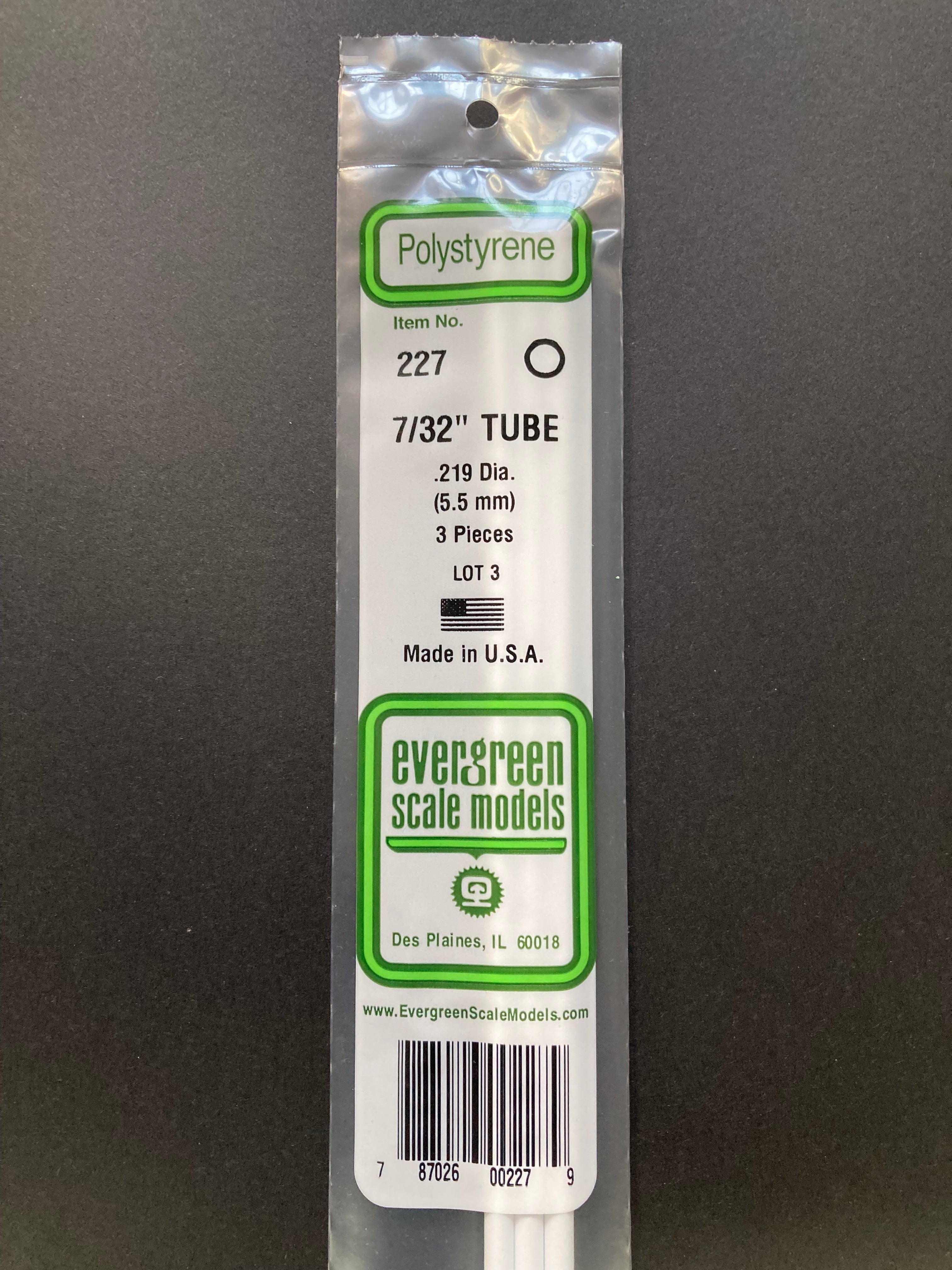 5.5 mm O.D. Opaque White Polystyrene Round Tubing (3 Pieces) Item No: 227