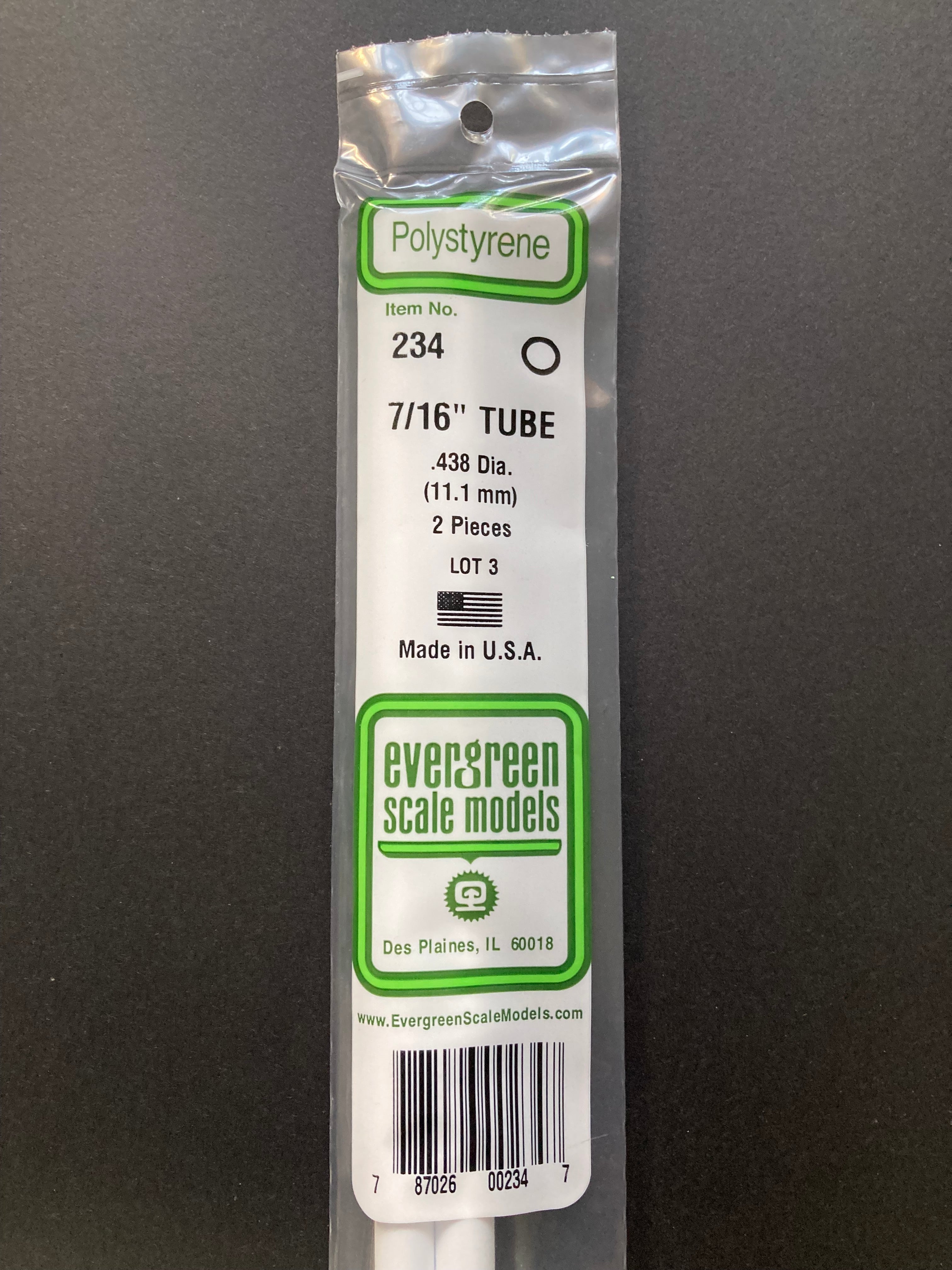 11.1 mm O.D. Opaque White Polystyrene Round Tubing (2 Pieces) Item No: 234