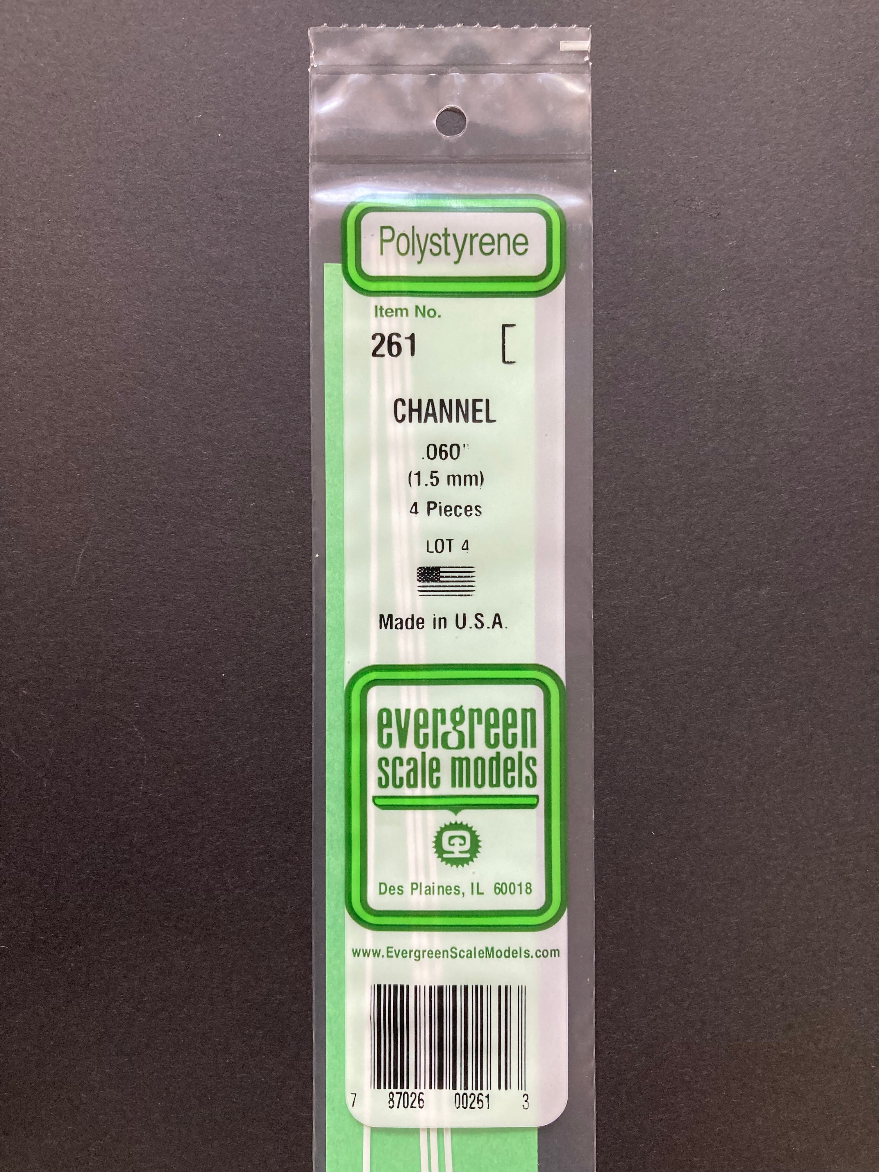 1.5 mm Opaque White Polystyrene Channel (4 Pieces) Item No: 261