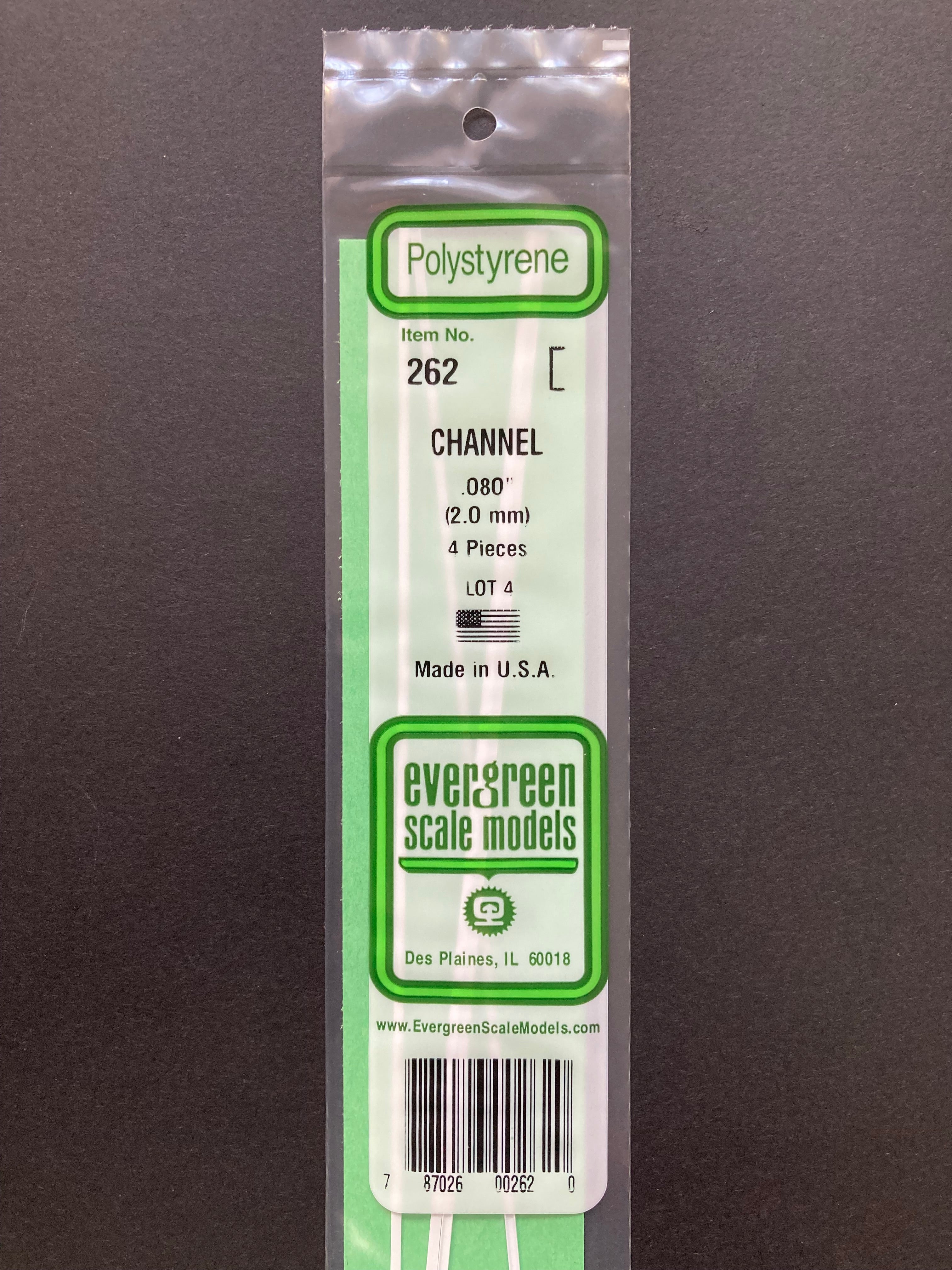 2.0 mm Opaque White Polystyrene Channel (4 Pieces) Item No: 262