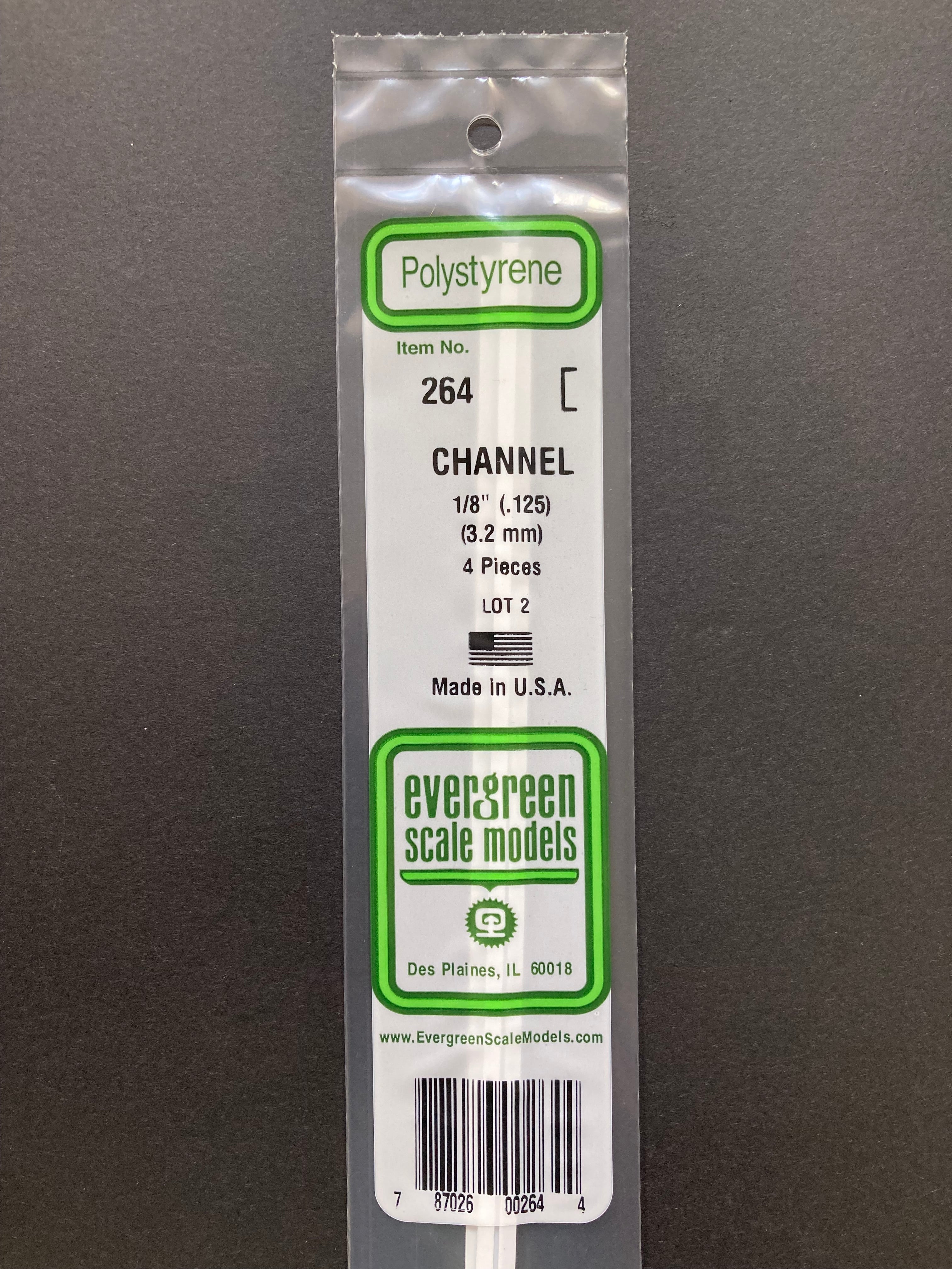 3.2 mm Opaque White Polystyrene Channel (4 Pieces) Item No: 264