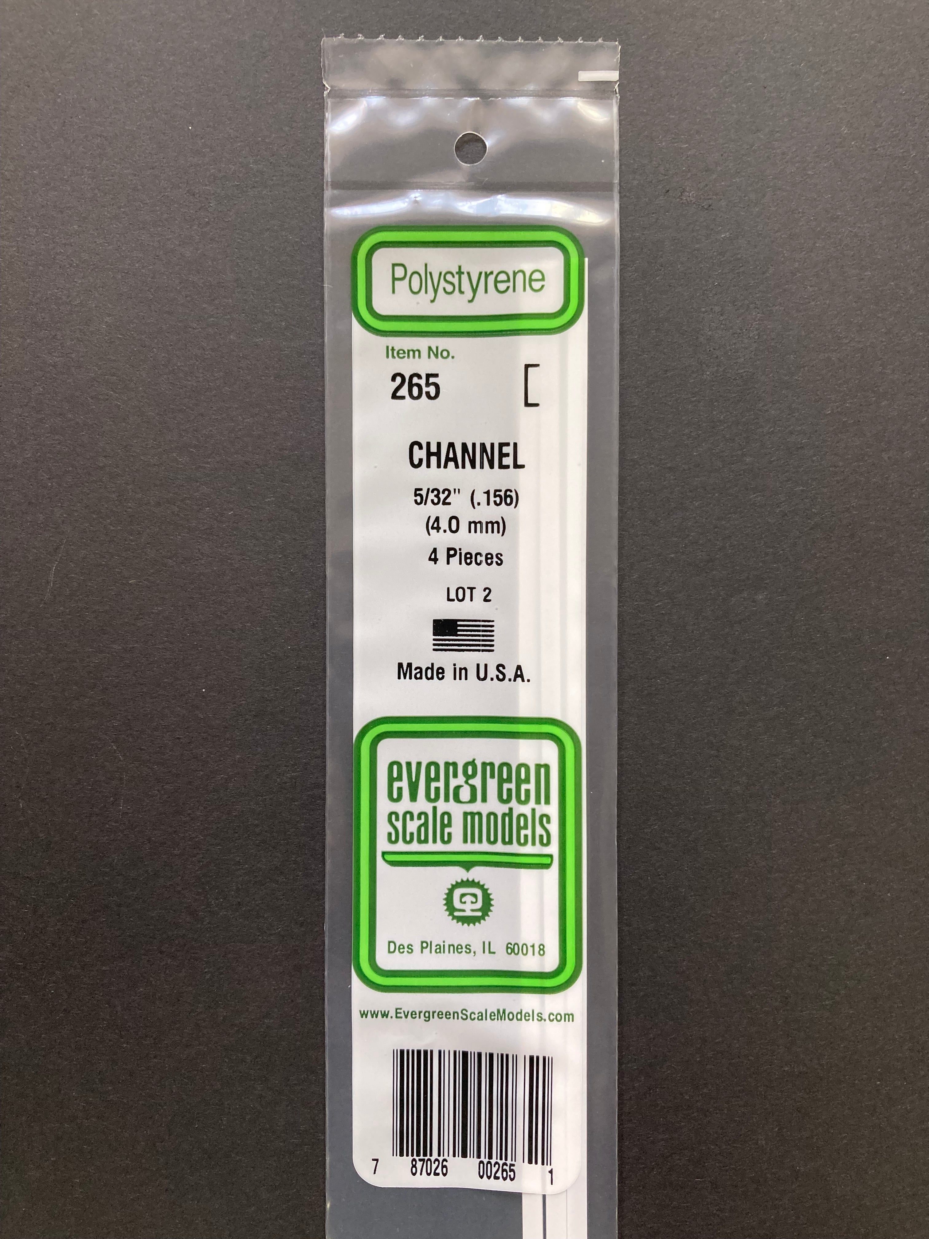 4.0 mm Opaque White Polystyrene Channel (4 Pieces) Item No: 265