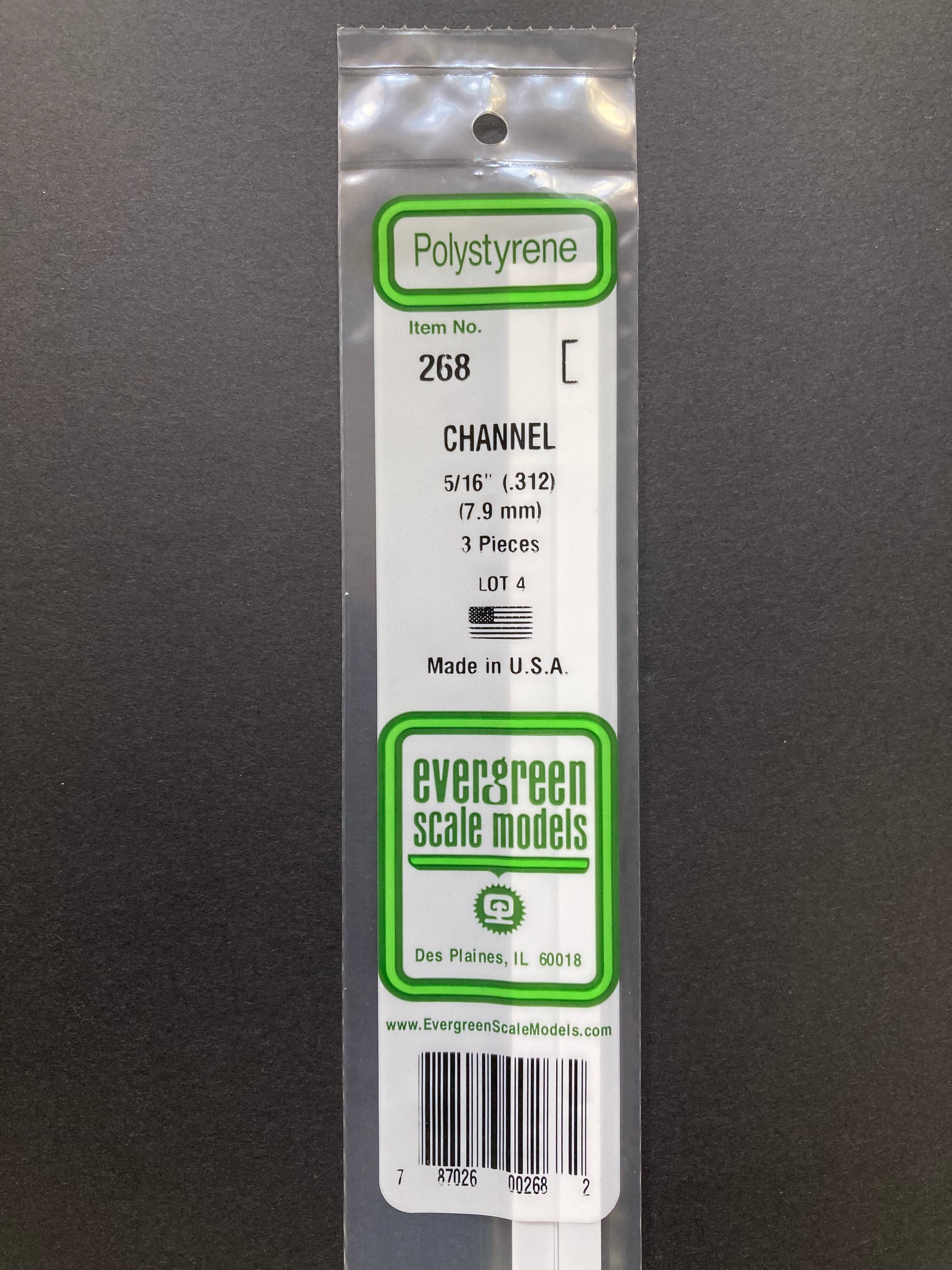 7.9 mm Opaque White Polystyrene Channel (3 Pieces) Item No: 268