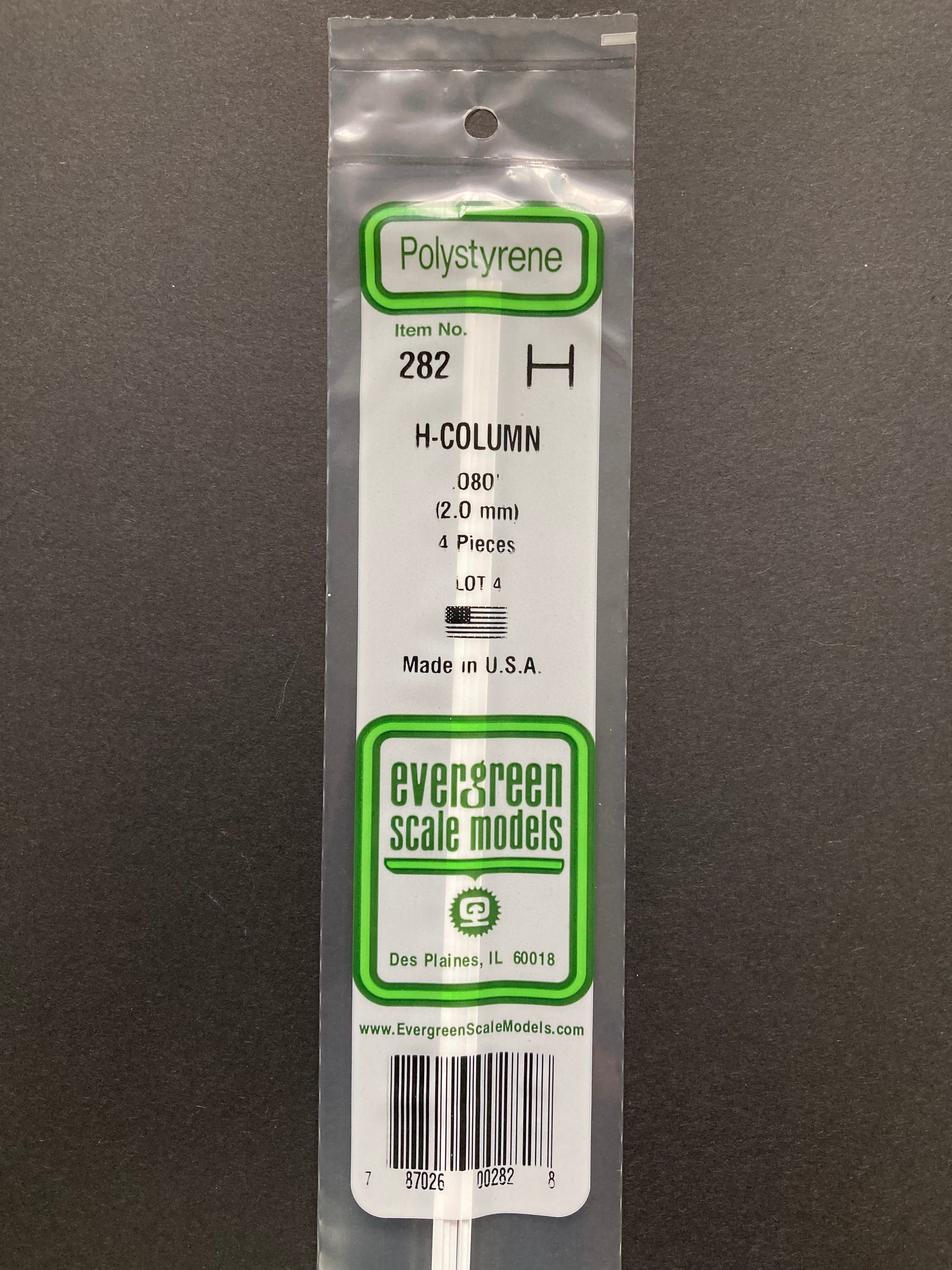 2.0 mm Opaque White Polystyrene H Column (4 Pieces) Item No: 282