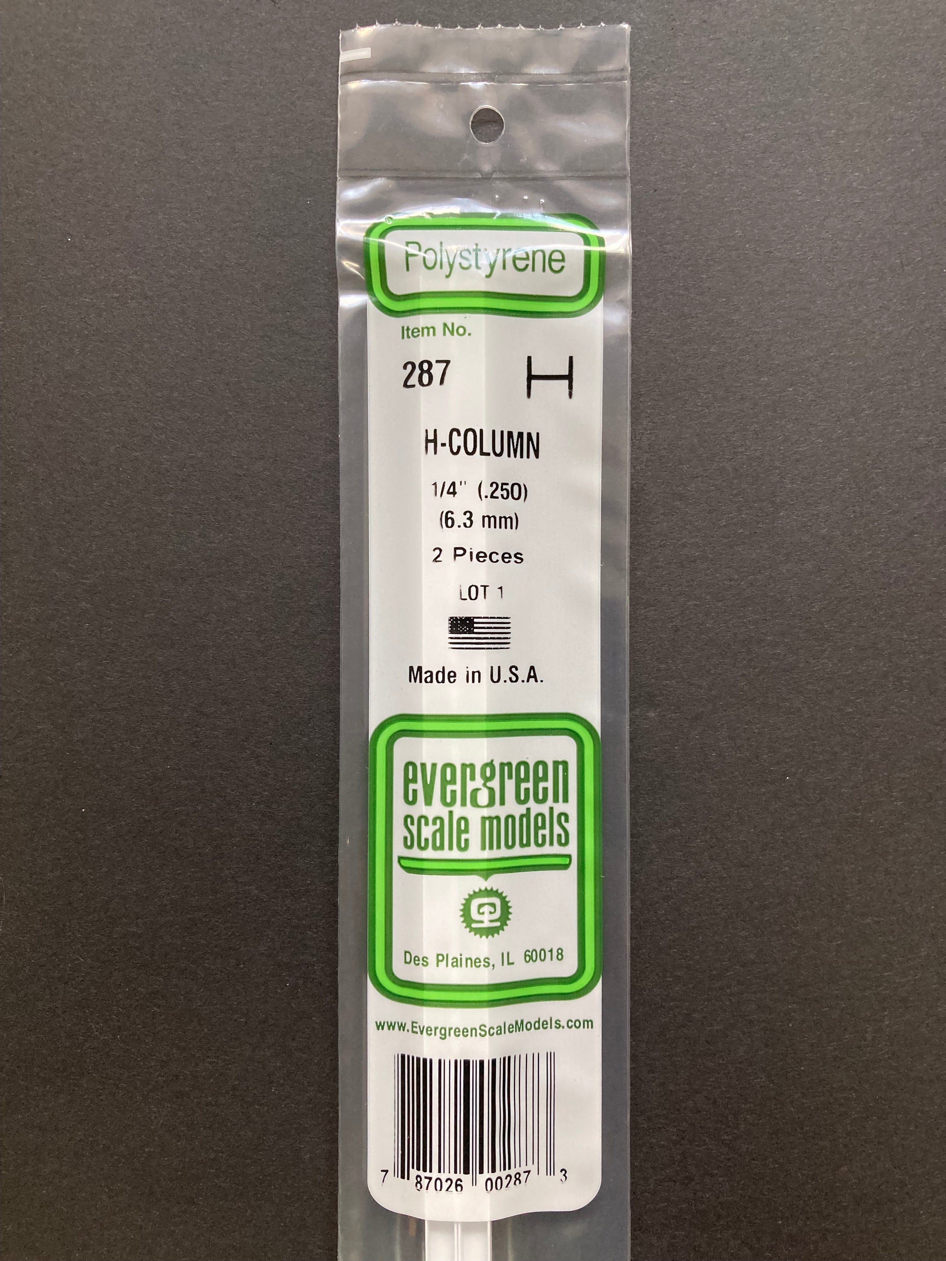 6.3 mm Opaque White Polystyrene H Column (2 Pieces) Item No: 287