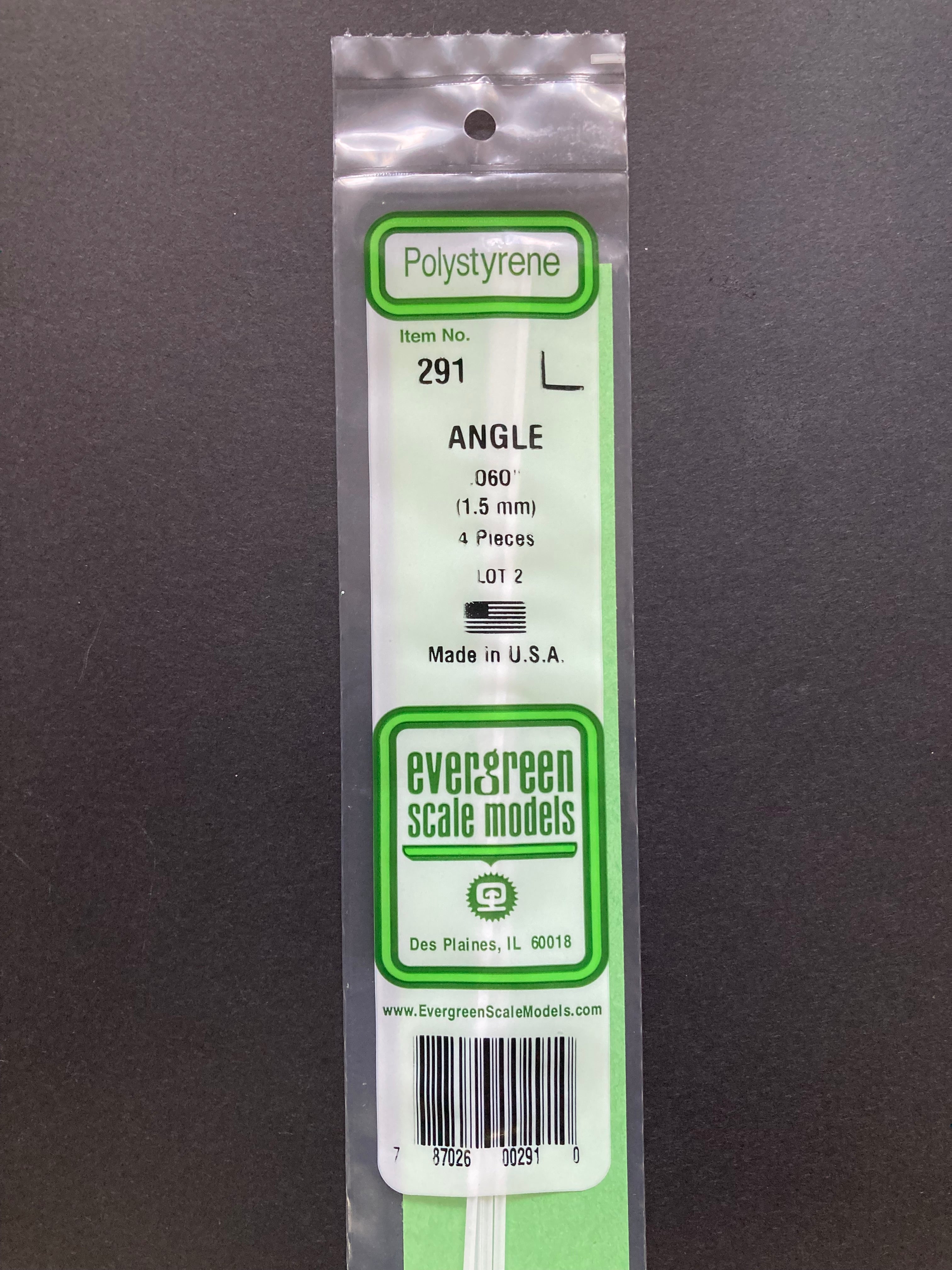 1.5 mm Opaque White Polystyrene Angle (4 Pieces) Item No: 291