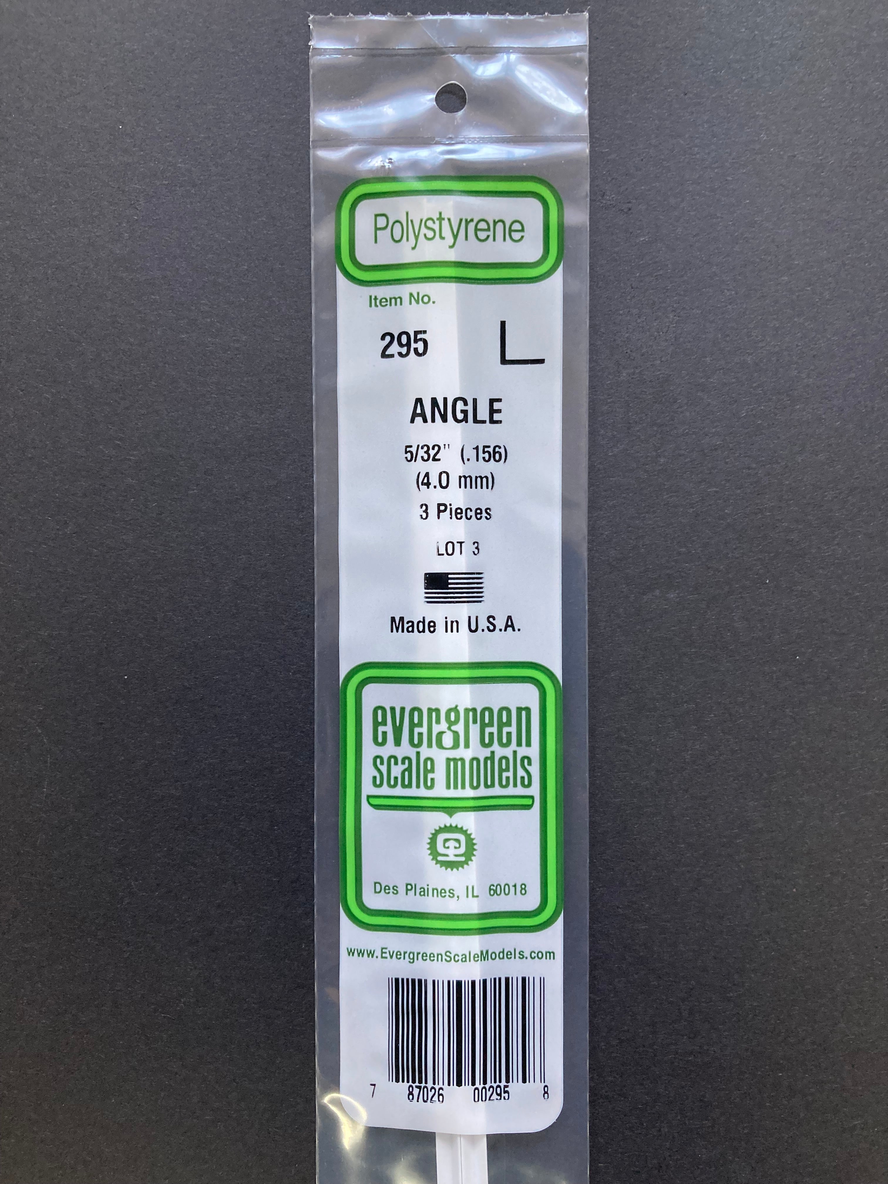 4.0 mm Opaque White Polystyrene Angle (3 Pieces) Item No: 295