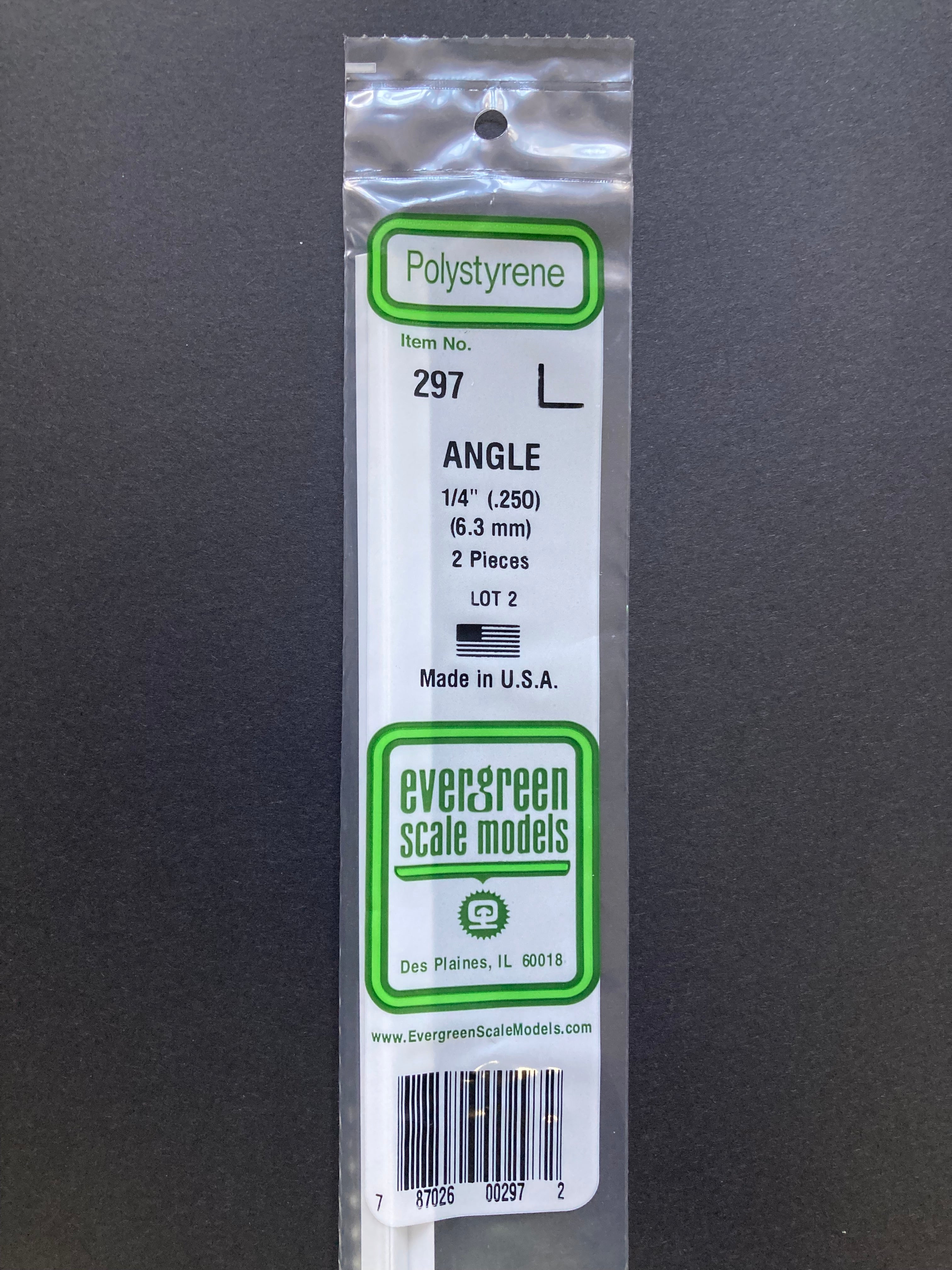 6.3 mm Opaque White Polystyrene Angle (2 Pieces) Item No: 297