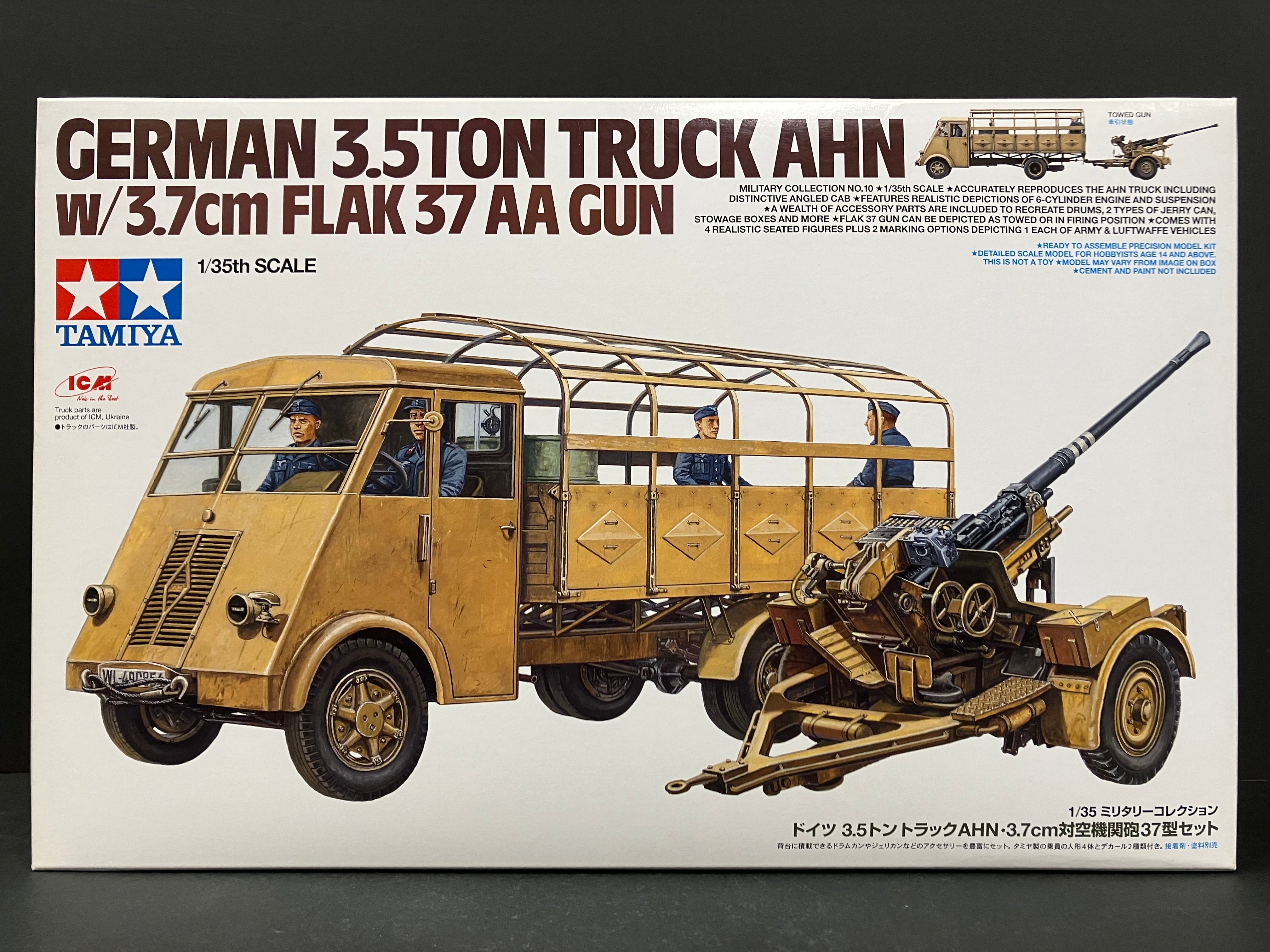 1/35 Scale Military Miniature Series: No. 32410 German 3.5 Ton Truck AHN w/3.7 cm Flak 37 AA Gun