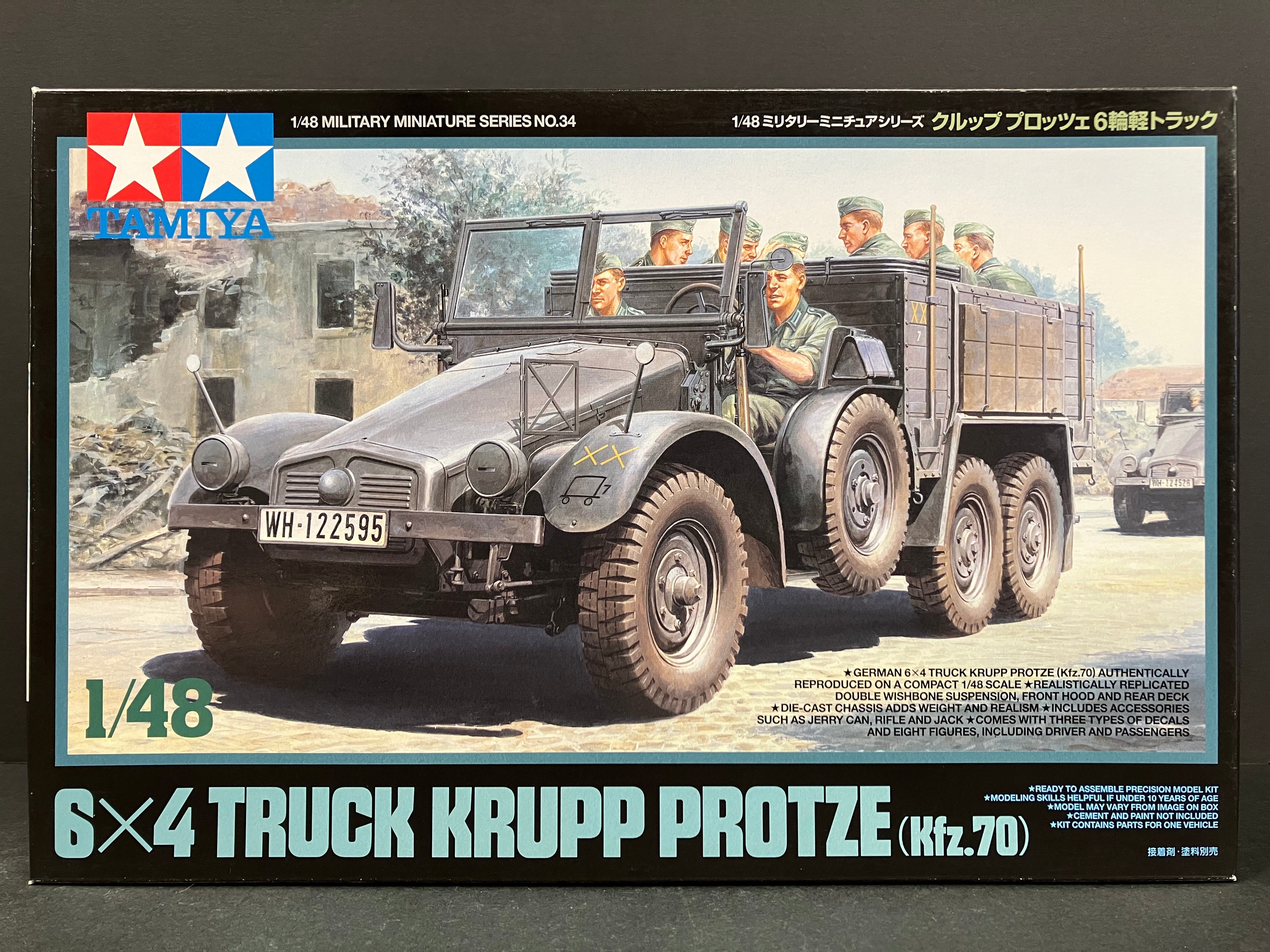 1/48 Scale Military Miniature Series: No. 34 6 x 4 Truck Krupp Protze (Kfz.70)