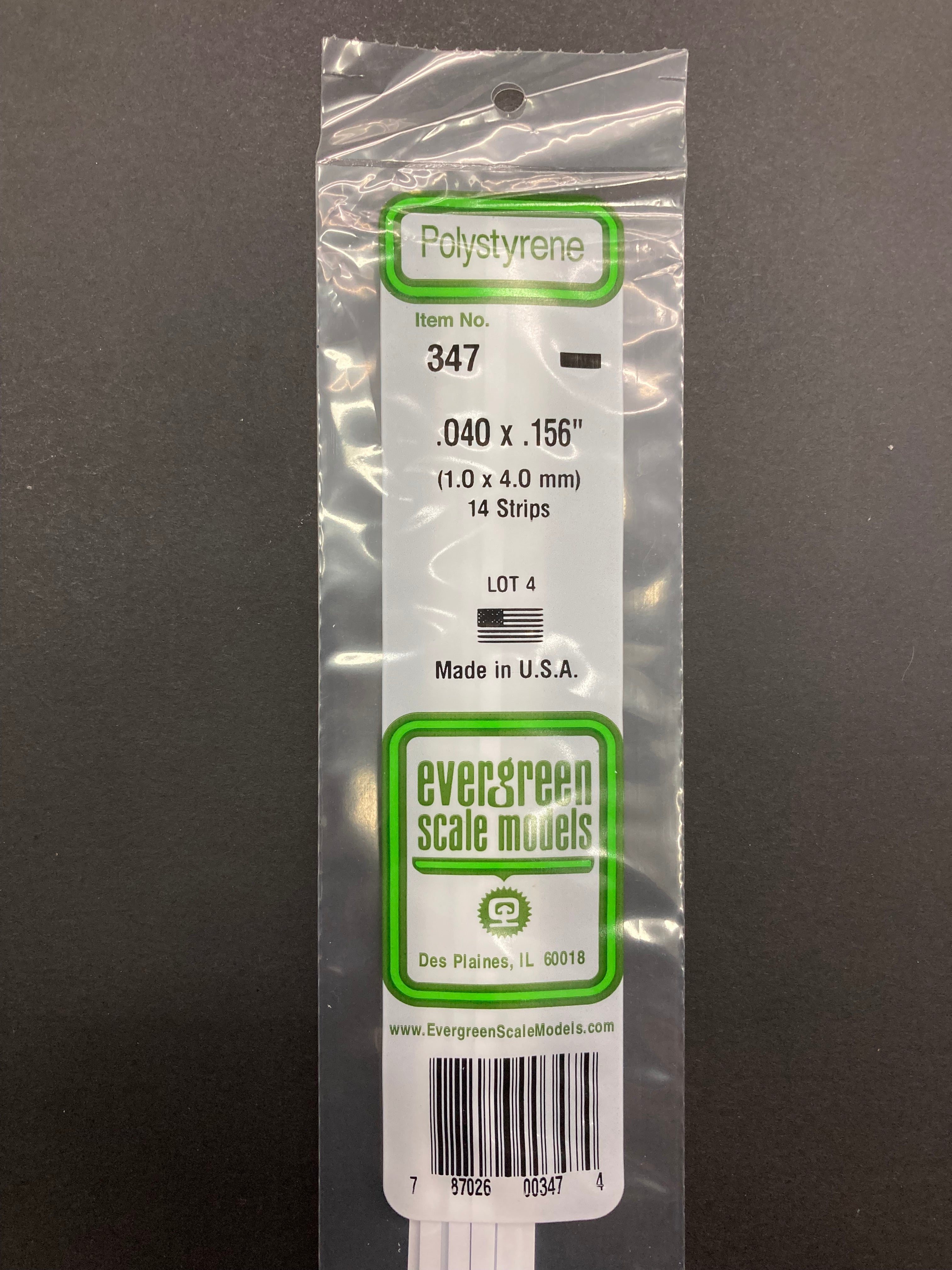 1.0 x 4.0 mm Opaque White Dimensional Polystyrene Strips (14 Strips) Item No: 347