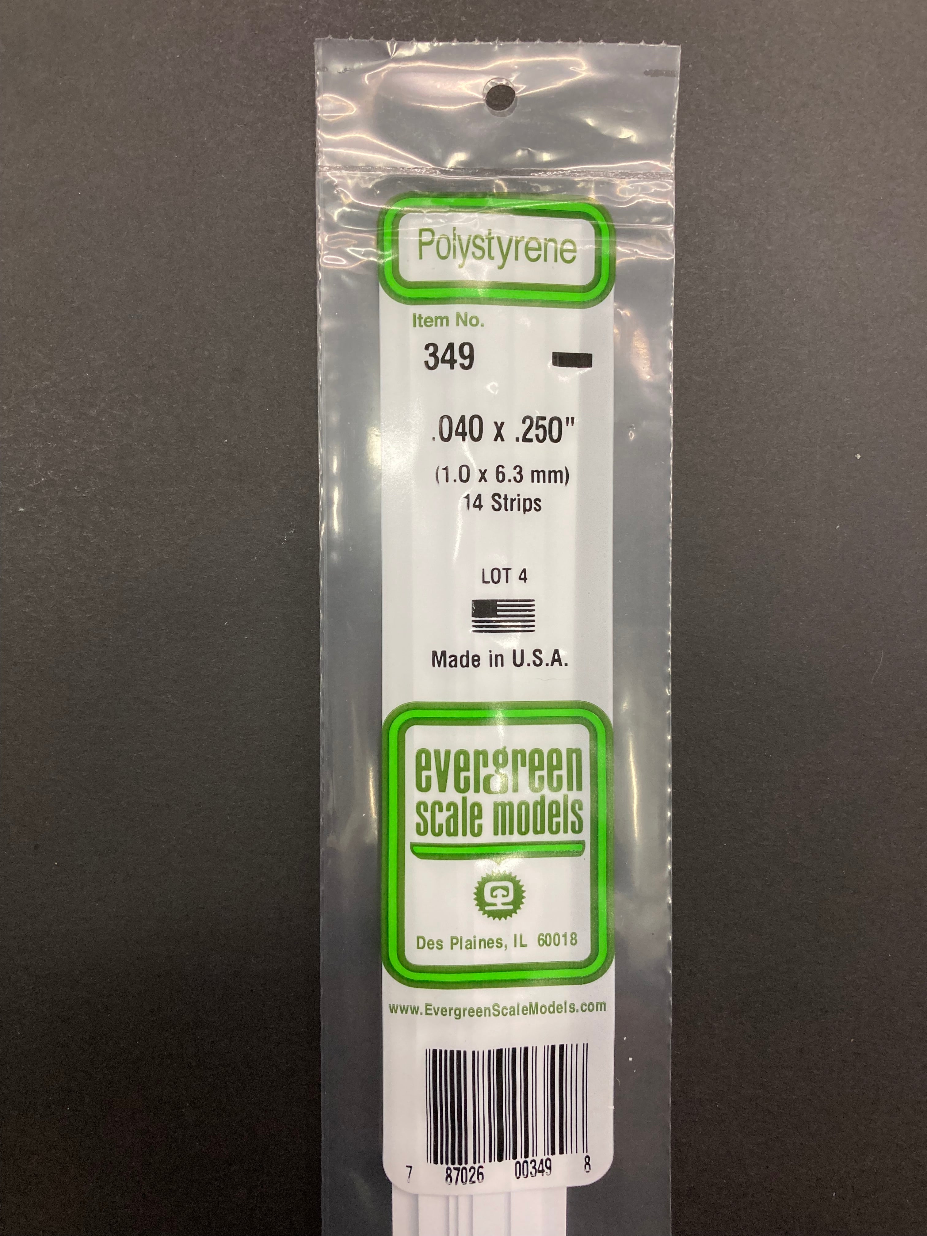 1.0 x 6.3 mm Opaque White Dimensional Polystyrene Strips (14 Strips) Item No: 349