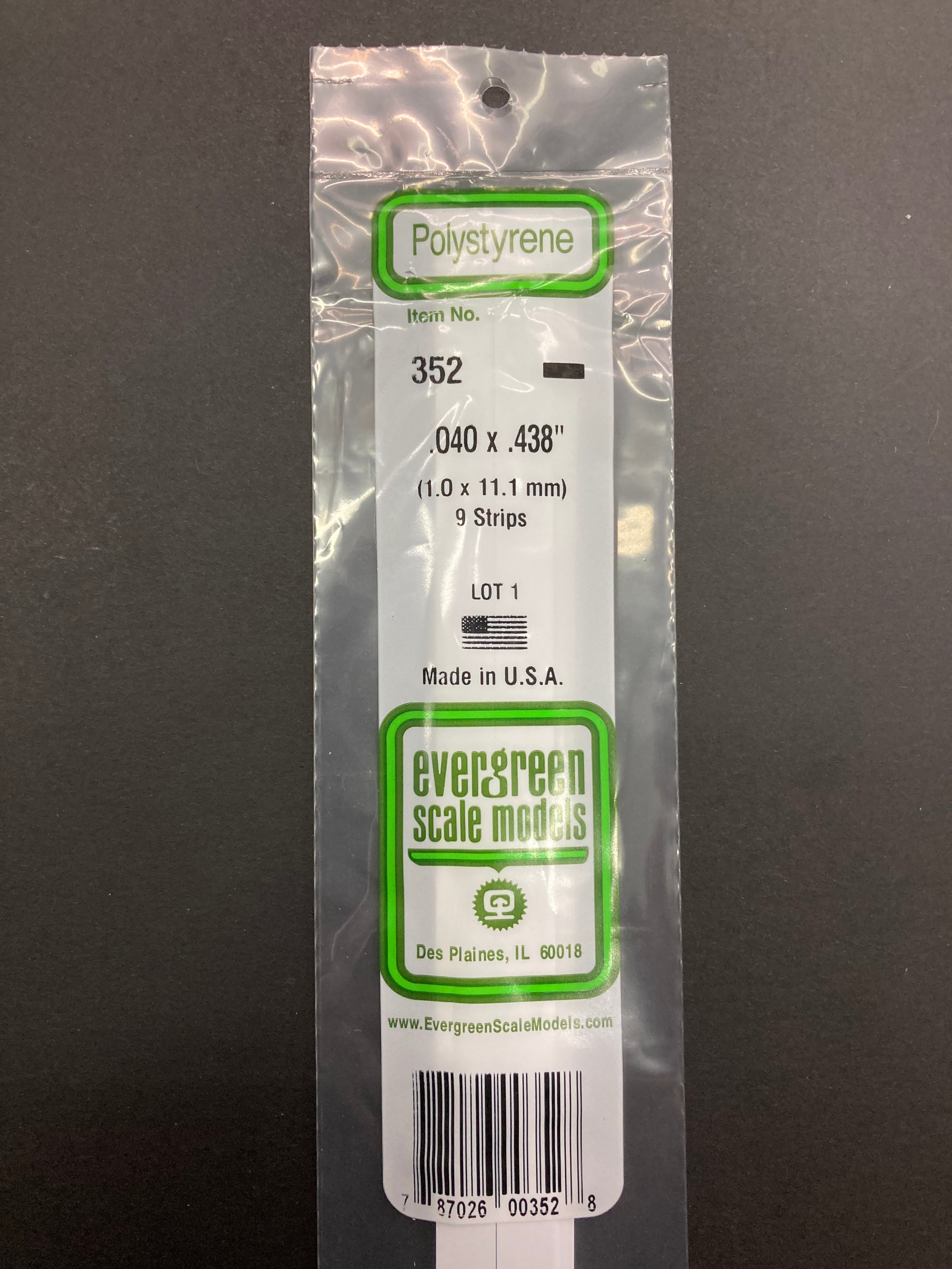 1.0 x 11.1 mm Opaque White Dimensional Polystyrene Strips (9 Strips) Item No: 352