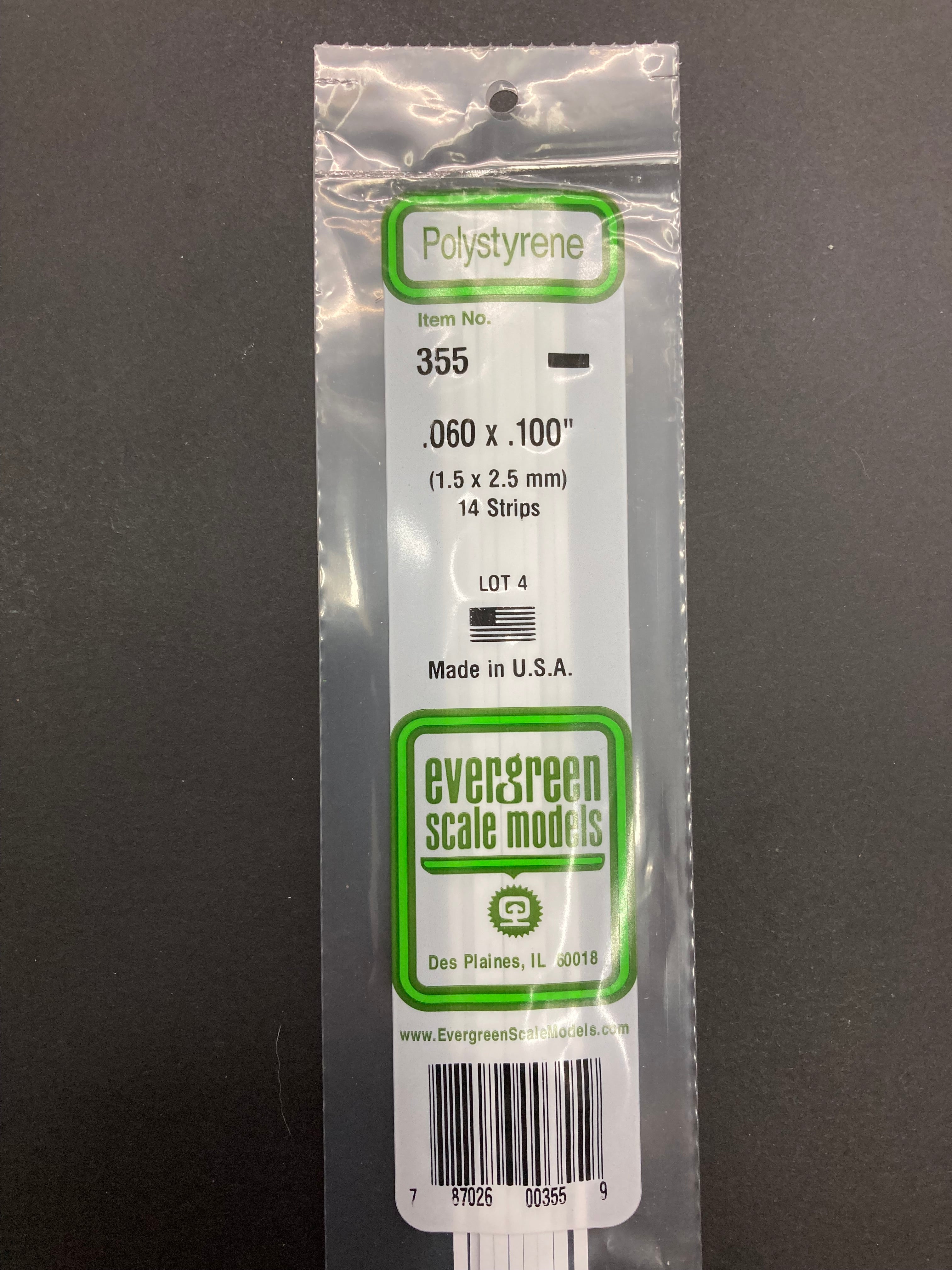 1.5 x 2.5 mm Opaque White Dimensional Polystyrene Strips (14 Strips) Item No: 355