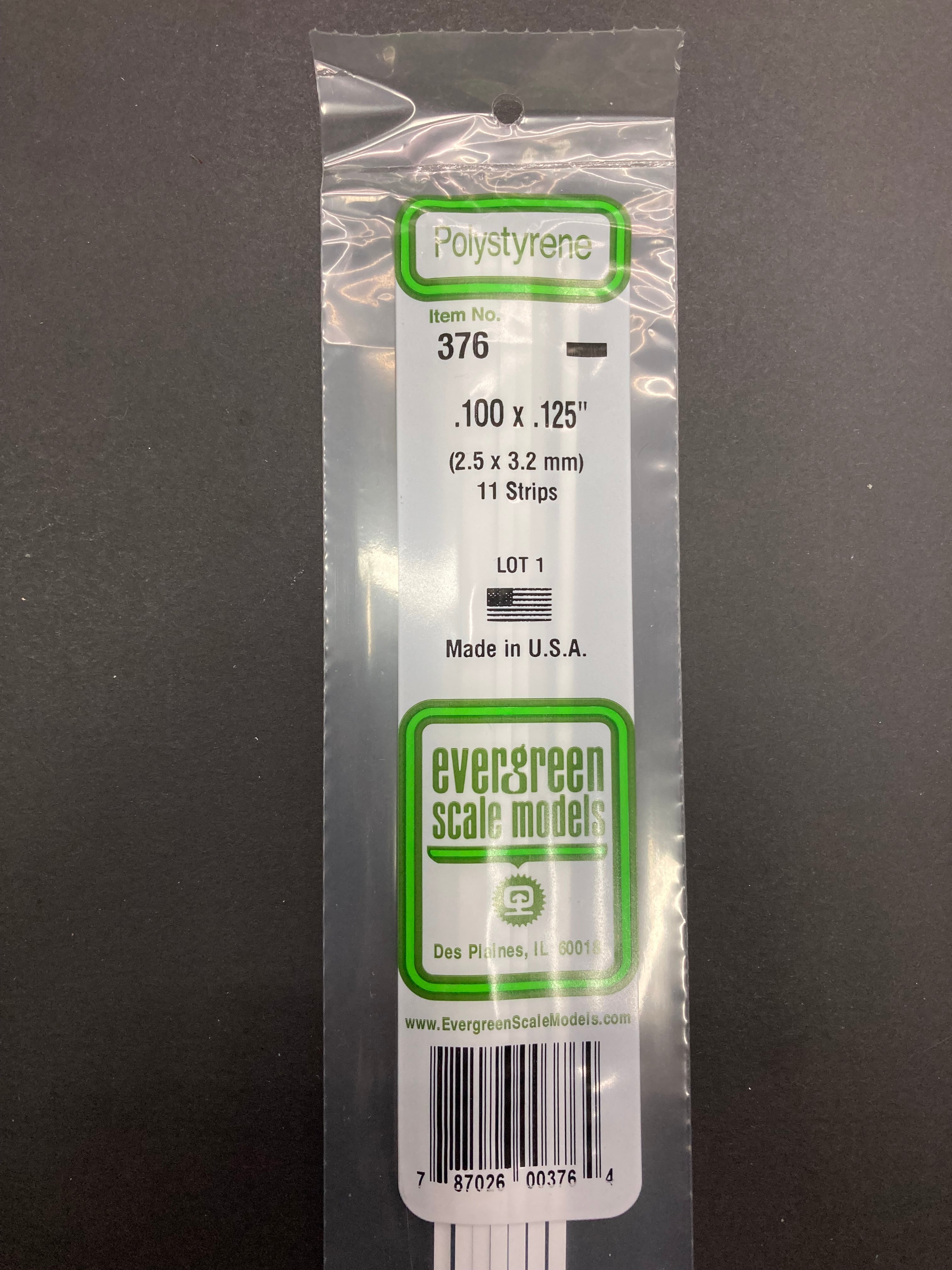 2.5 x 3.2 mm Opaque White Dimensional Polystyrene Strips (11 Strips) Item No: 376