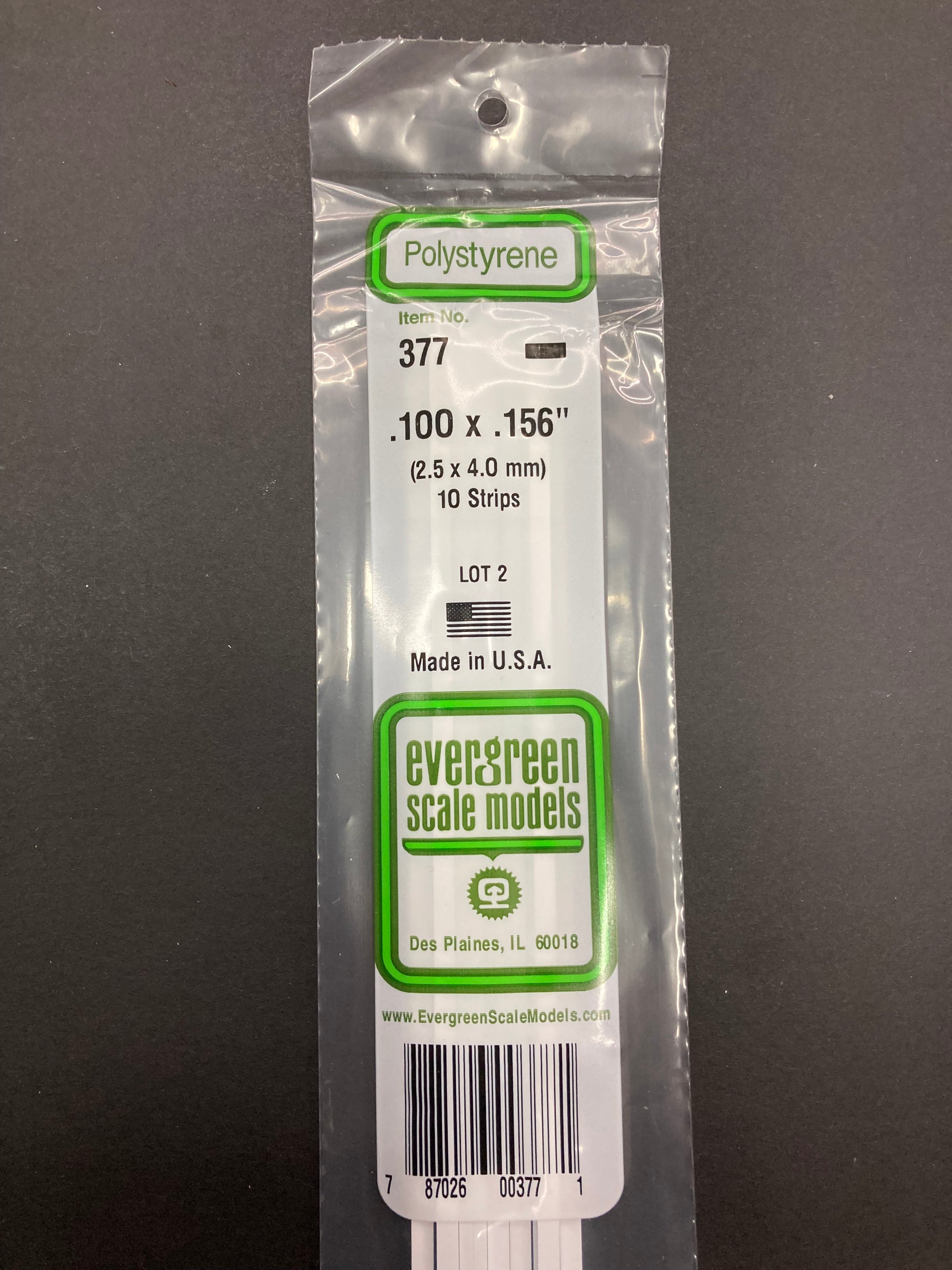 2.5 x 4.0 mm Opaque White Dimensional Polystyrene Strips (10 Strips) Item No: 377