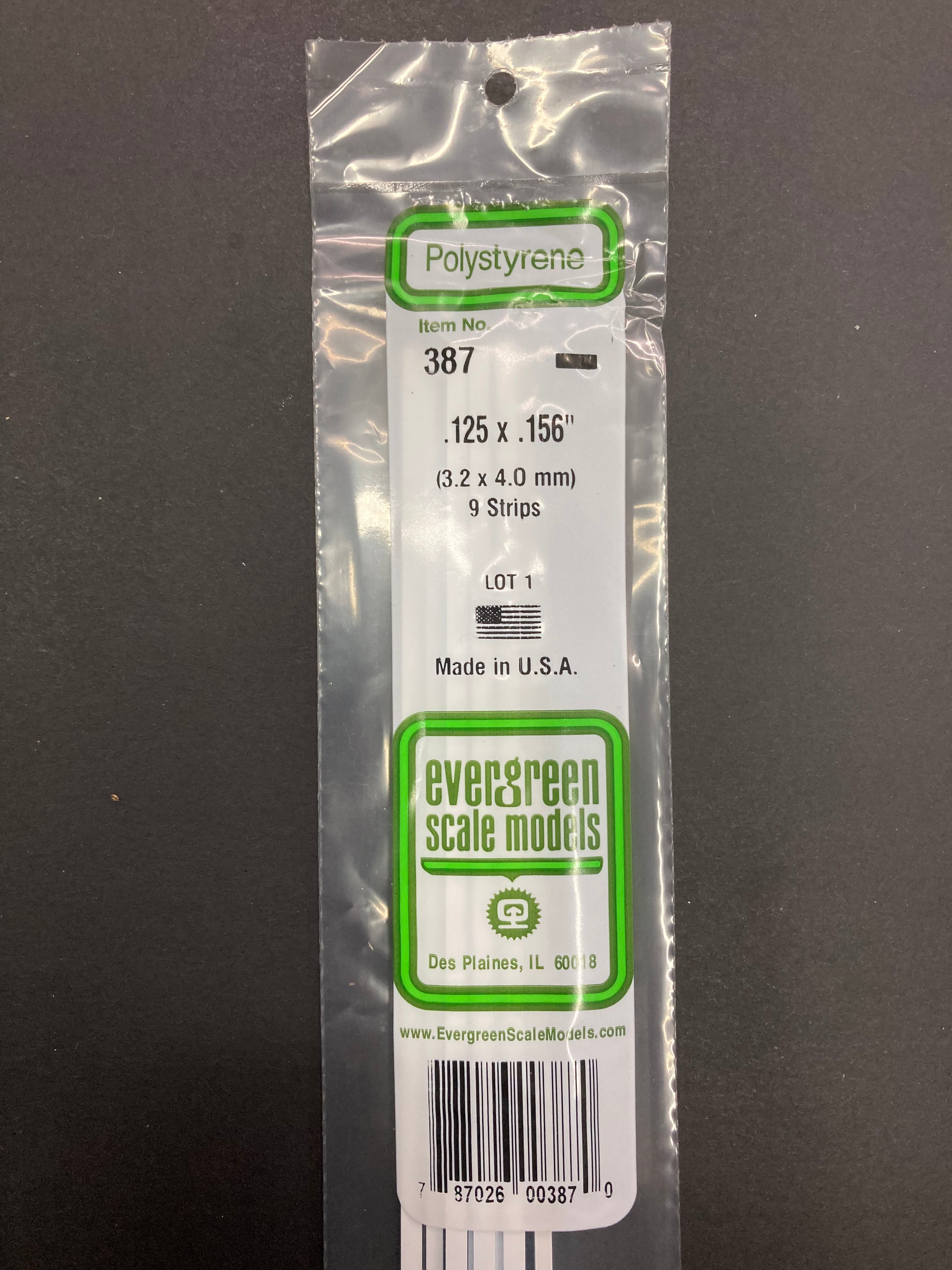 3.2 x 4.0 mm Opaque White Dimensional Polystyrene Strips (9 Strips) Item No: 387