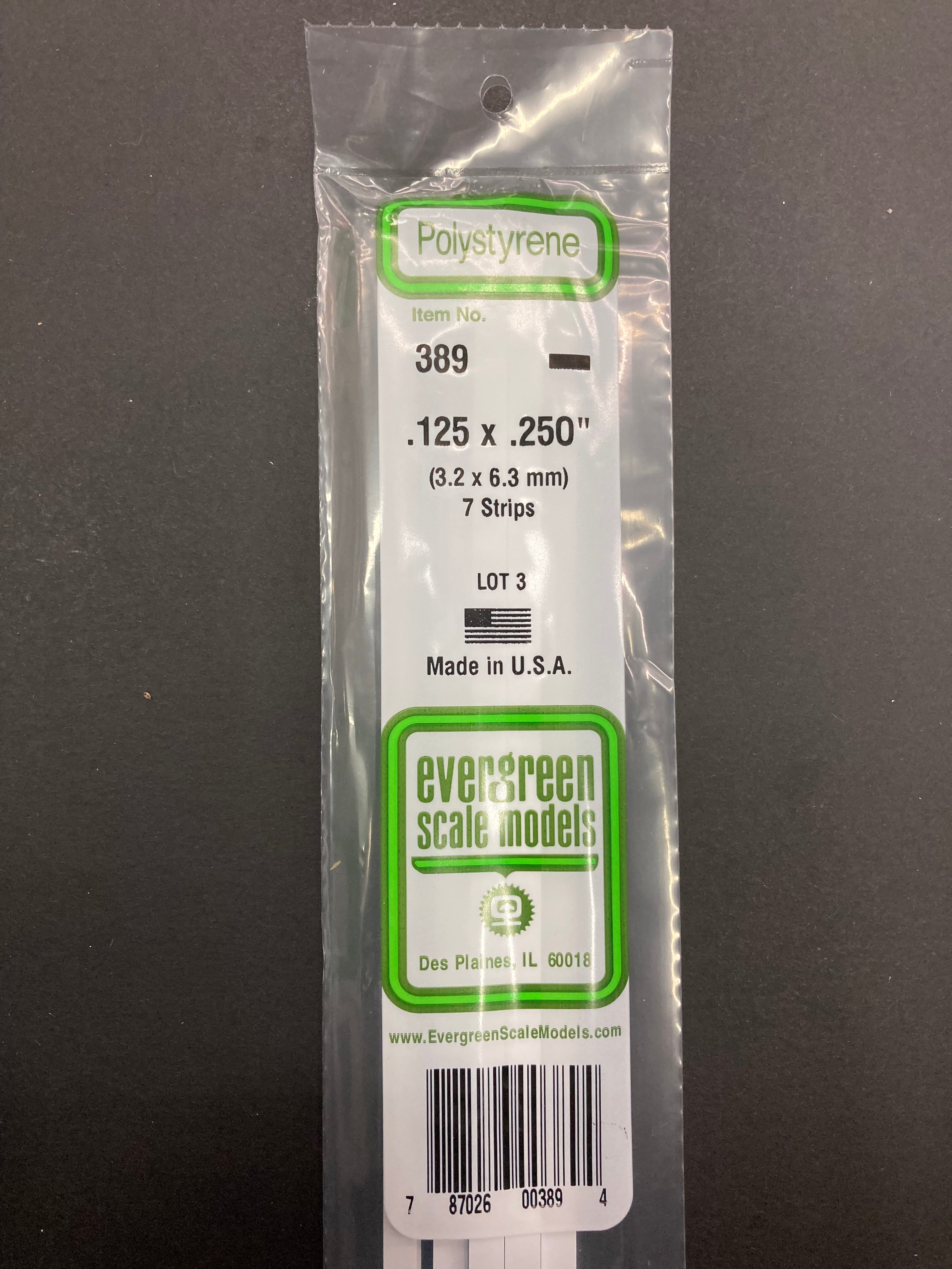 3.2 x 6.3 mm Opaque White Dimensional Polystyrene Strips (7 Strips) Item No: 389