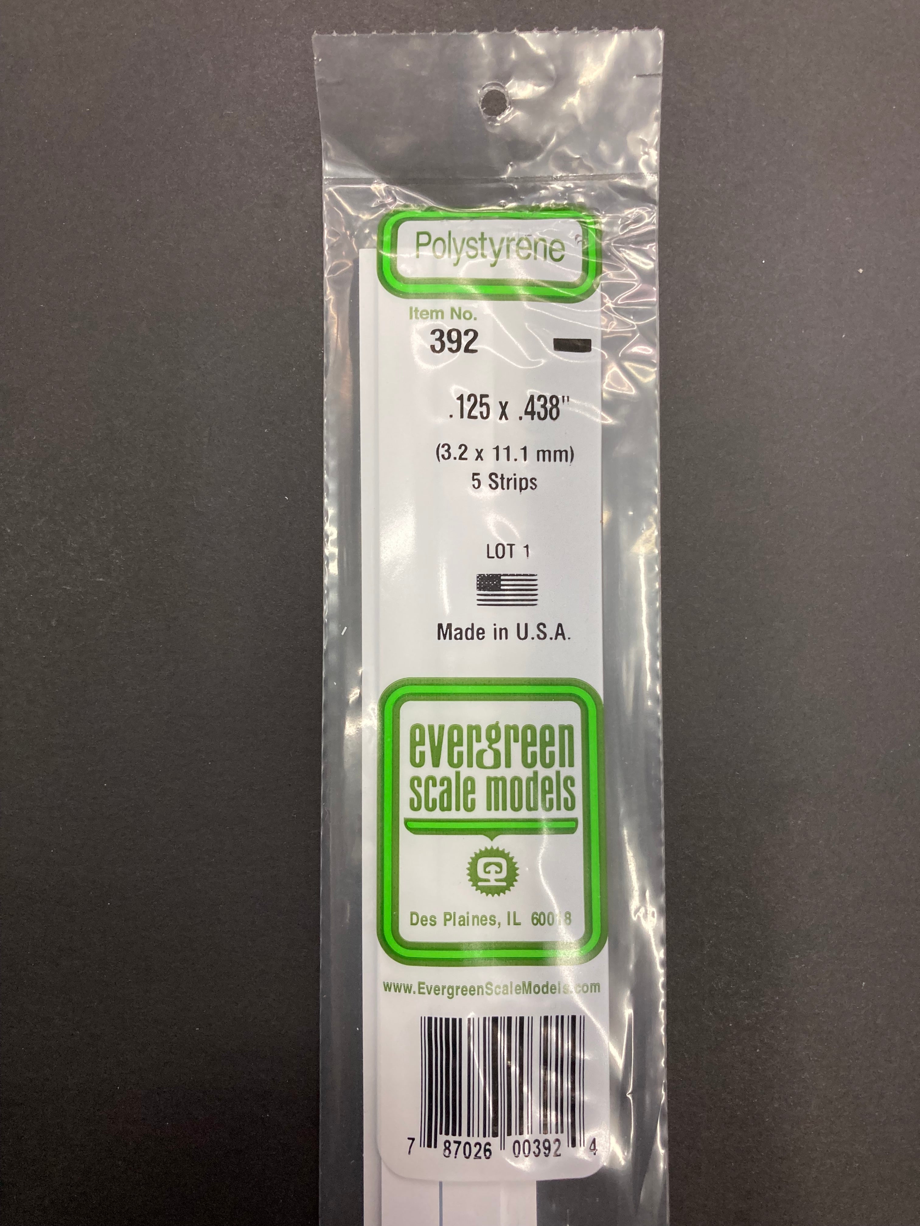 3.2 x 11.1 mm Opaque White Dimensional Polystyrene Strips (5 Strips) Item No: 392