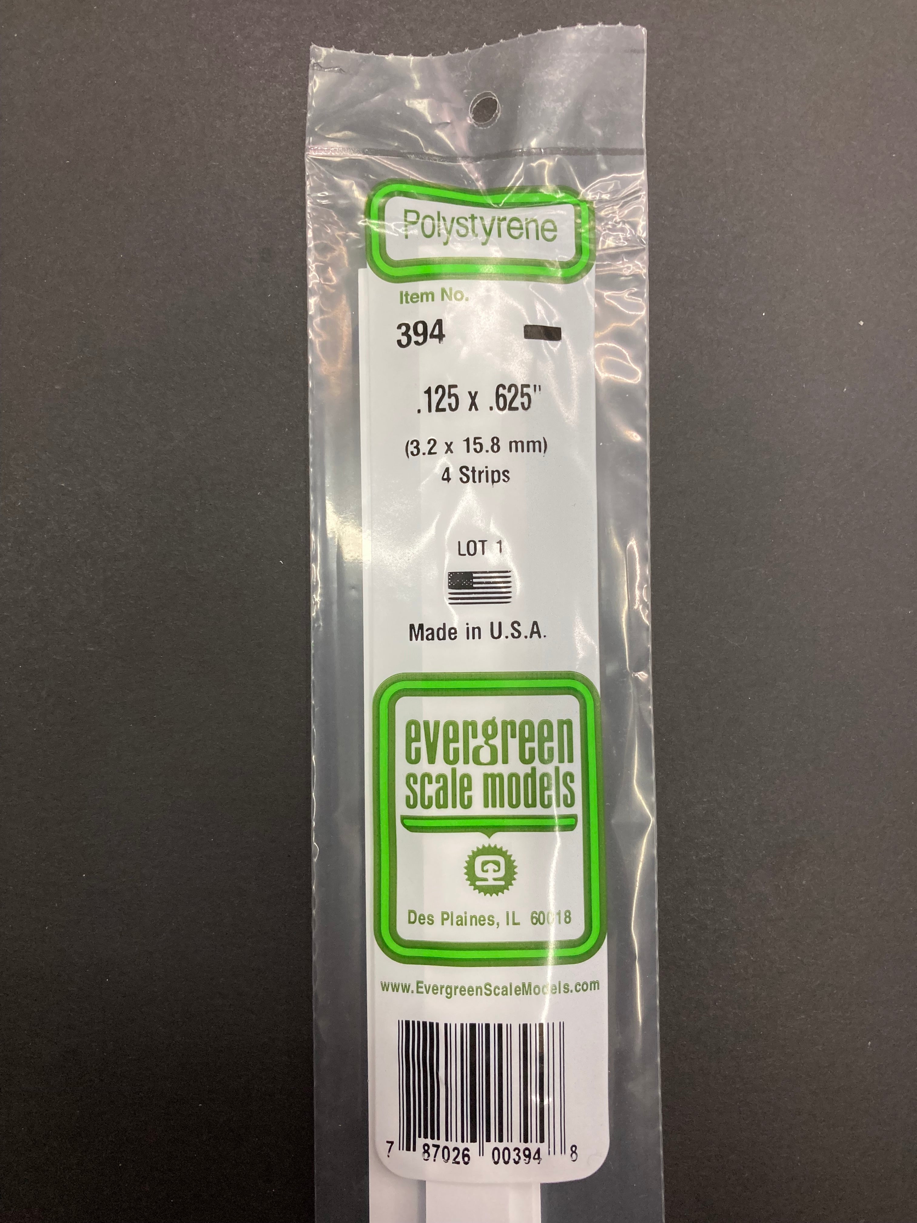 3.2 x 15.8 mm Opaque White Dimensional Polystyrene Strips (4 Strips) Item No: 394