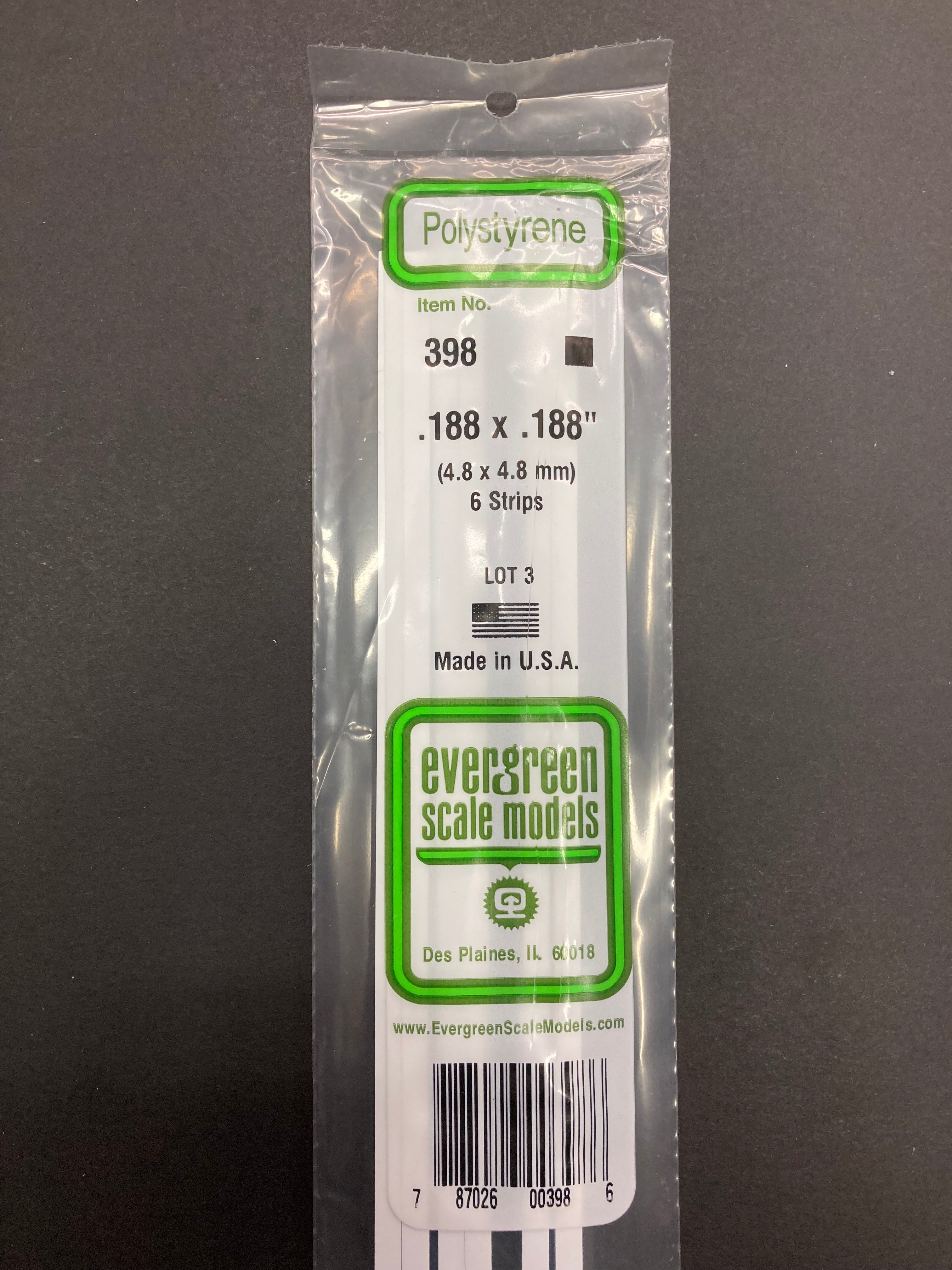 4.8 x 4.8 mm Opaque White Dimensional Polystyrene Strips (6 Strips) Item No: 398