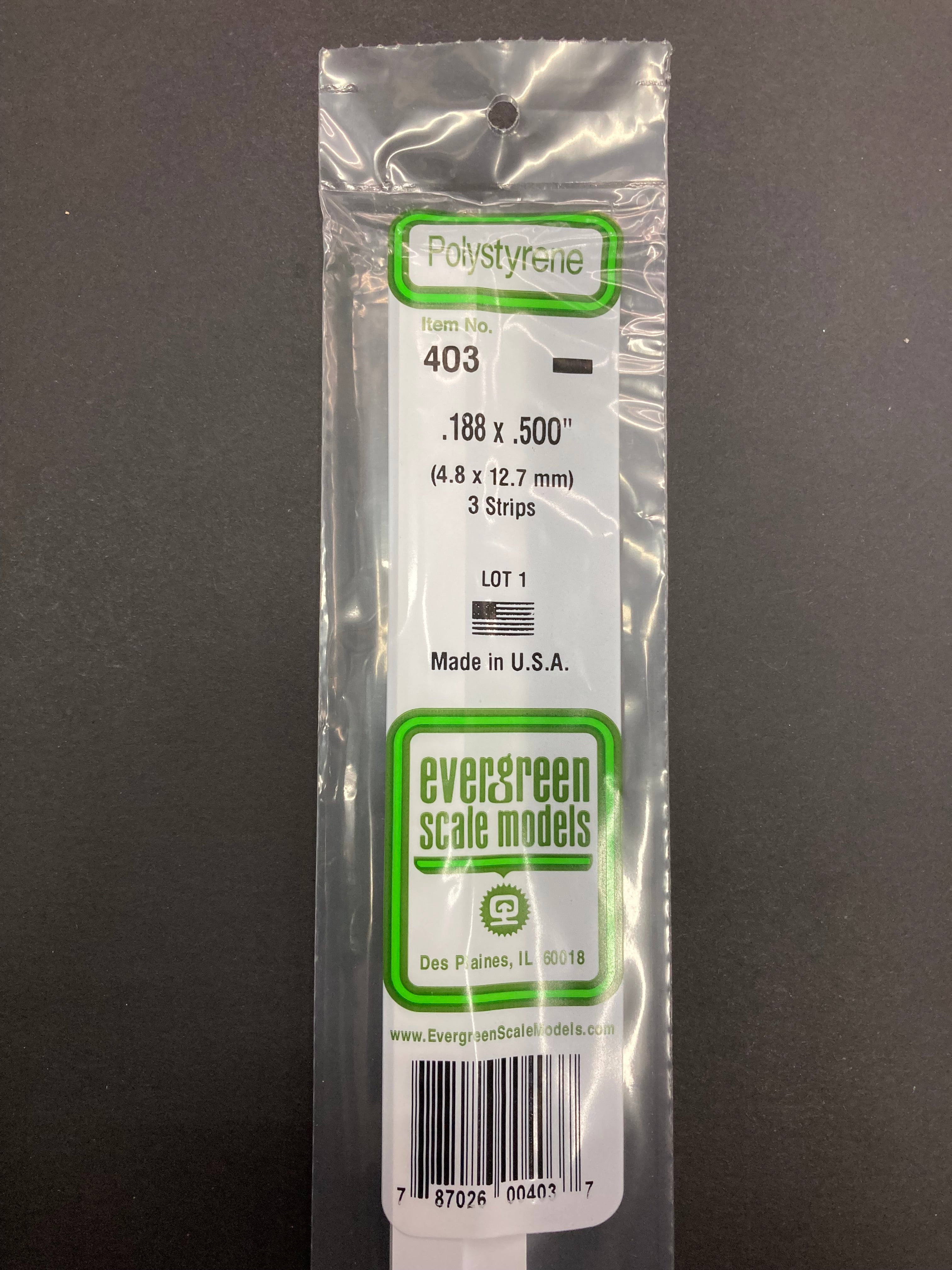 4.8 x 12.7 mm Opaque White Dimensional Polystyrene Strips (3 Strips) Item No: 403