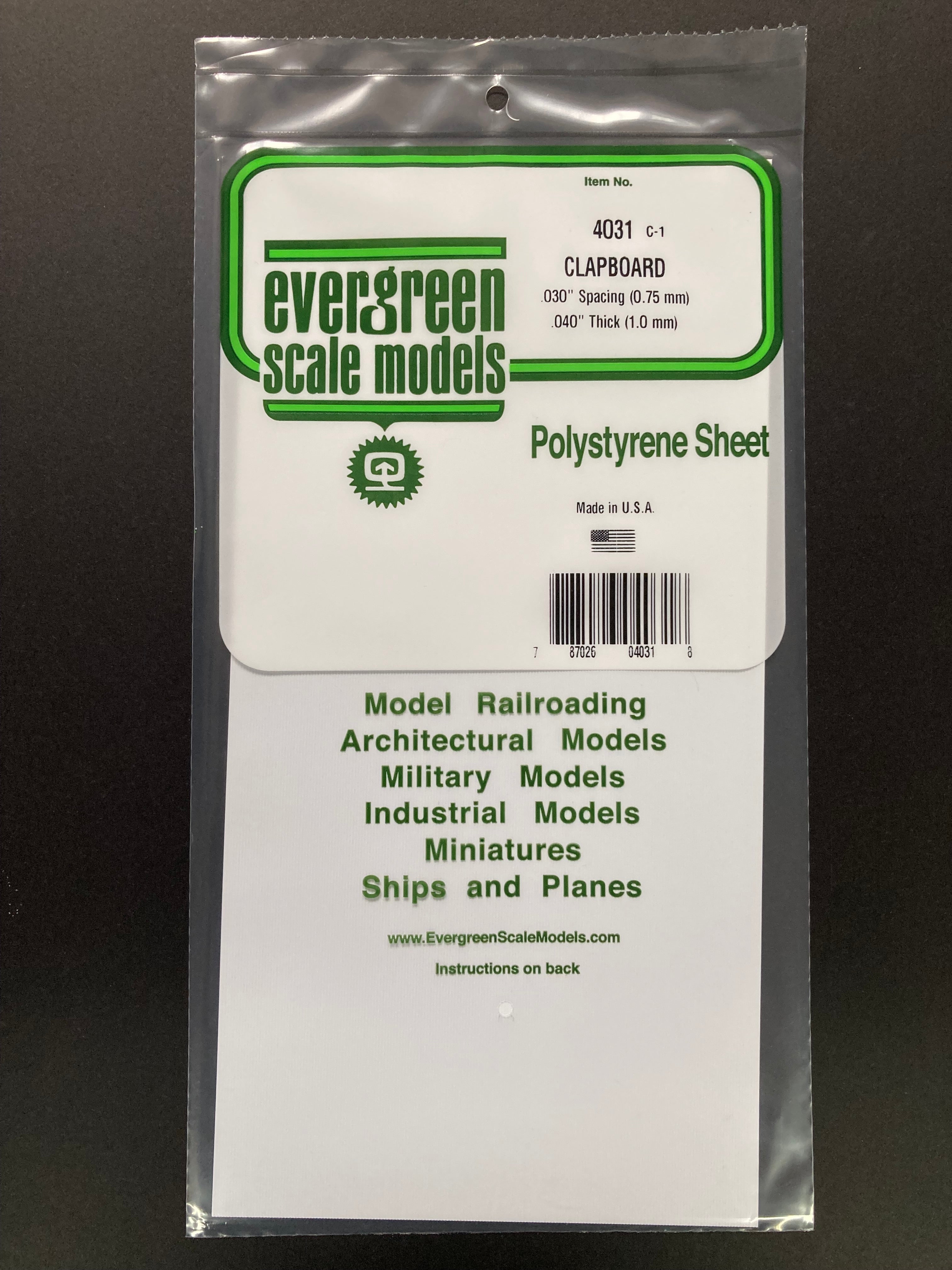 0.75 mm Spacing Opaque White Polystyrene Clapboard Siding Sheet (1 Piece) Item No: 4031